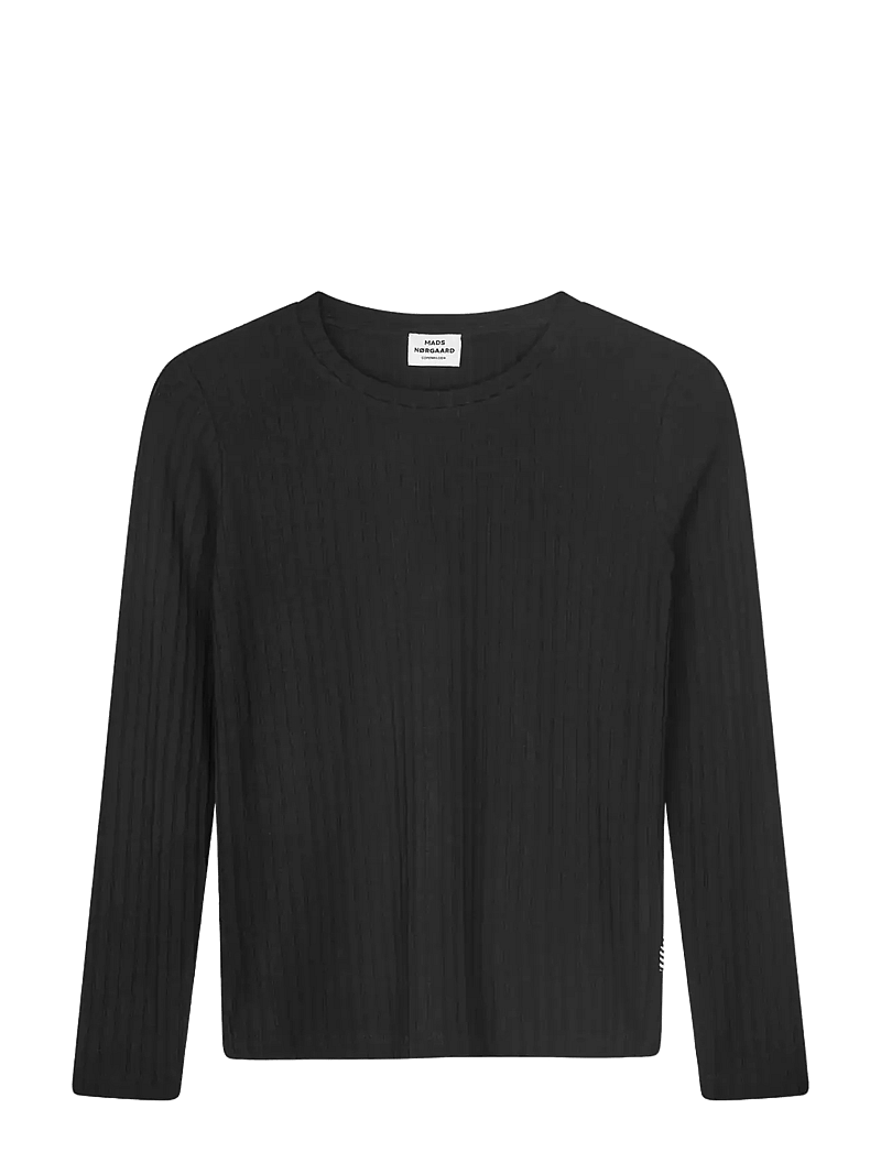 Mads Nørgaard - 5x5 Solid Talika Top - långärmade toppar - black - 0
