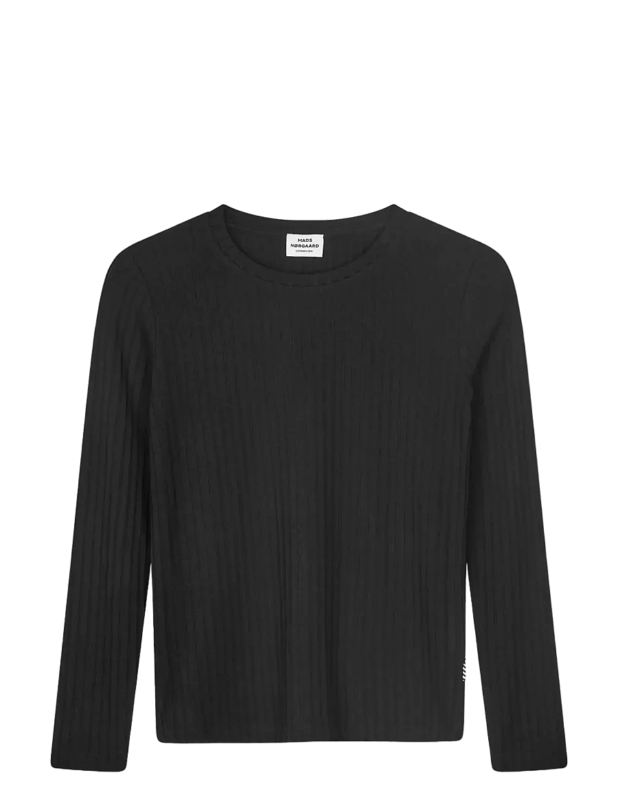 Mads Nørgaard - 5x5 Solid Talika Top - langærmede t-shirts - black - 0