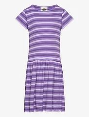 Mads Nørgaard - 2x2 Cotton Stripe Daisina Dress - short-sleeved casual dresses - 2x2 stripe/paisley purple - 0