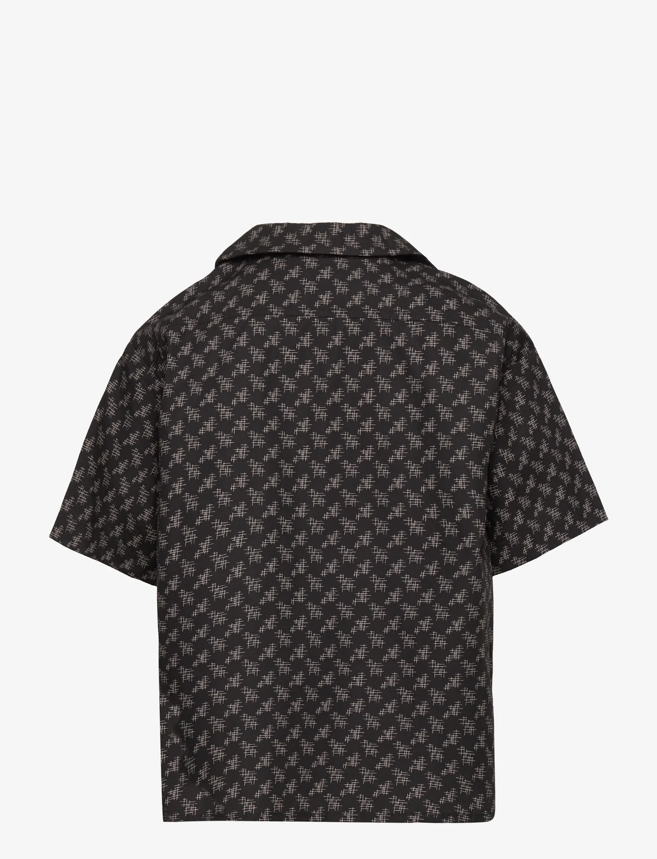 Mads Nørgaard - AOP Poplin Skully Shirt - kortärmade skjortor - black /vintage khaki aop - 1