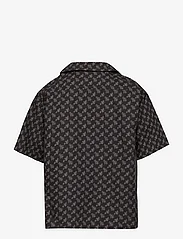 Mads Nørgaard - AOP Poplin Skully Shirt - kortærmede skjorter - black /vintage khaki aop - 1