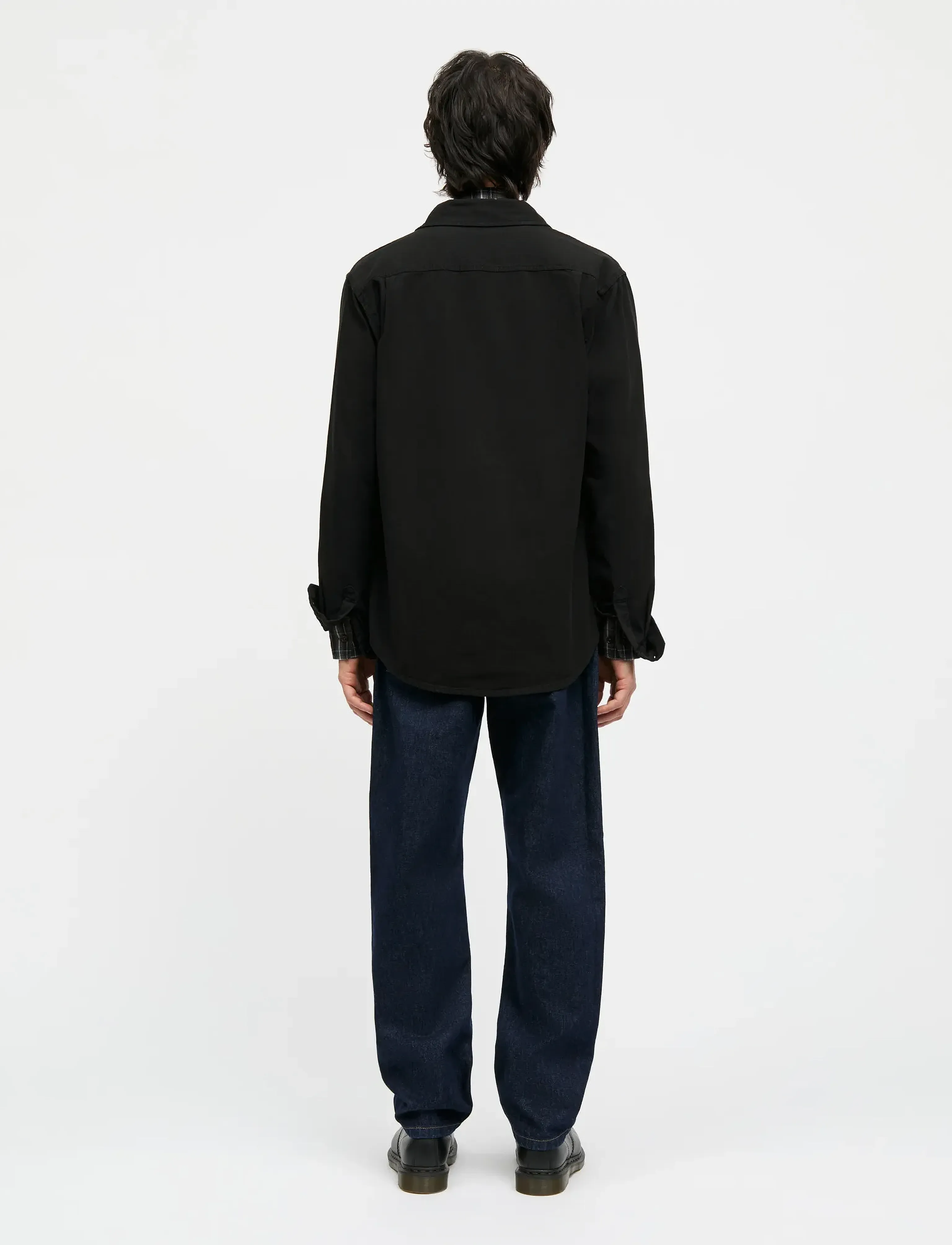 Mads Nørgaard - Dyed Canvas Skyler Shirt FAV - vabaajasärgid - black - 2