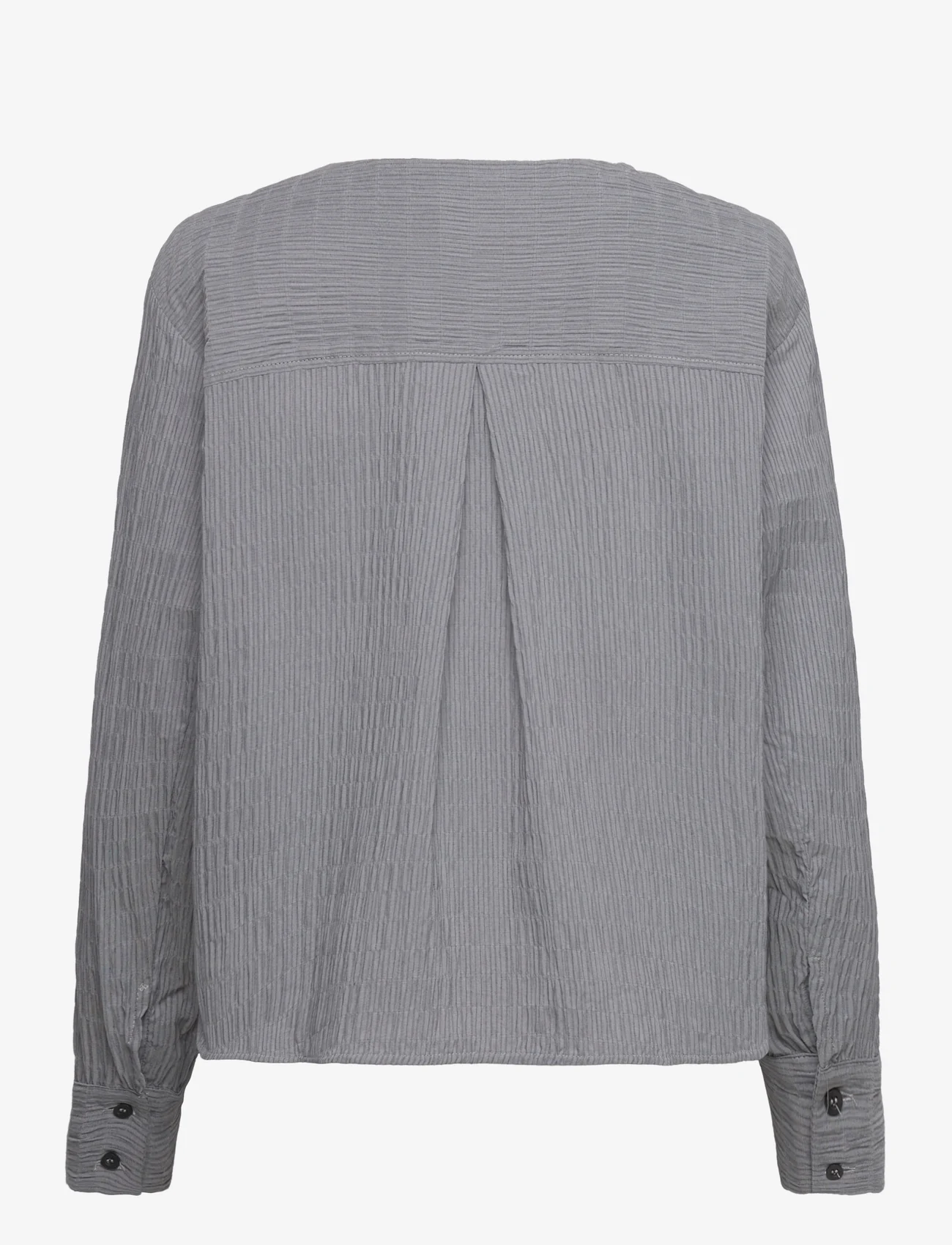 Mads Nørgaard - Crinckle Pop Fleur Shirt - långärmade skjortor - asphalt/black - 1