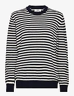 Eco Wool Stripe Kasey Sweater - DEEP WELL/WINTER WHITE