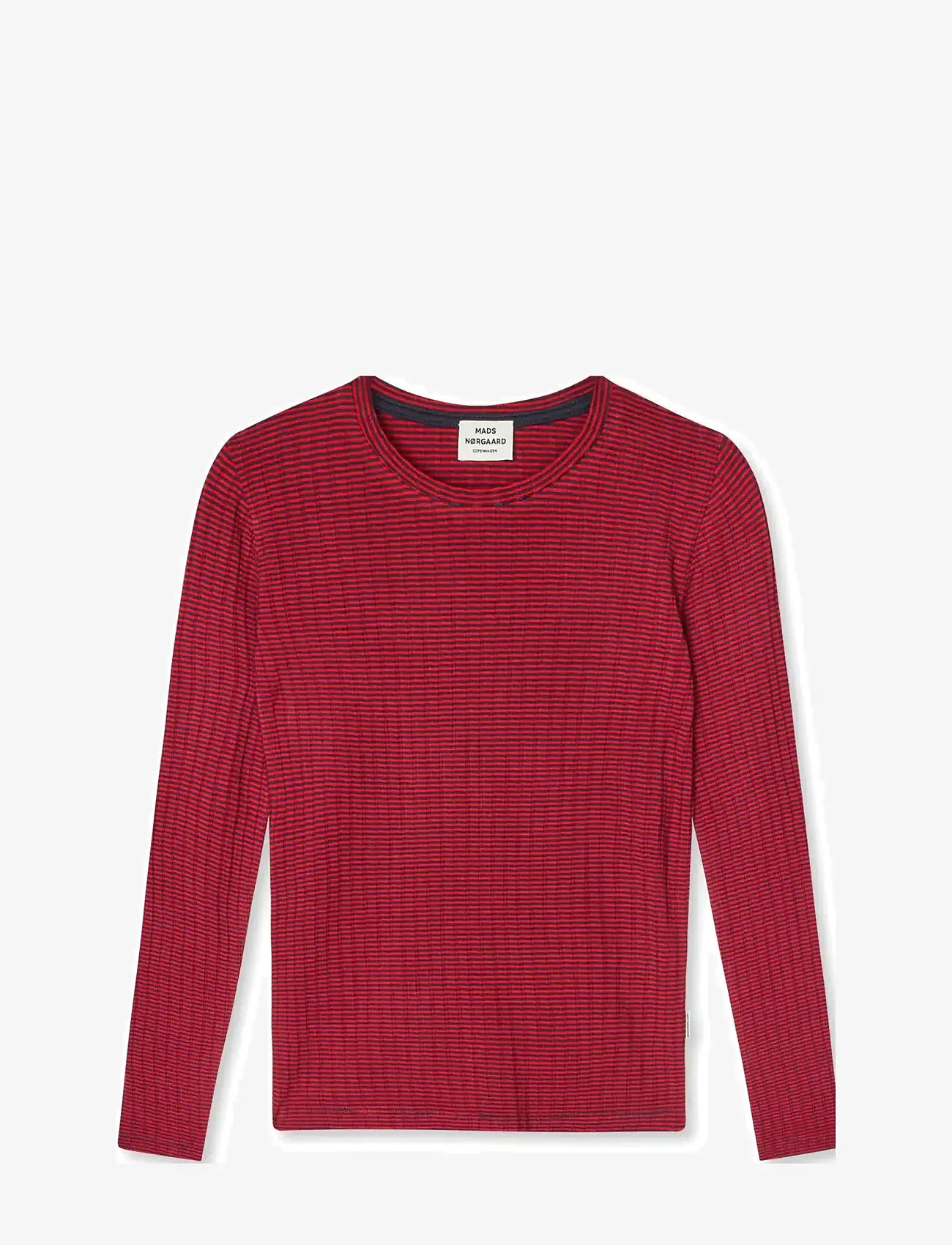 Mads Nørgaard - 5x5 Classic Stripe Talika Top - long-sleeved t-shirts - parisian night/high risk red - 1