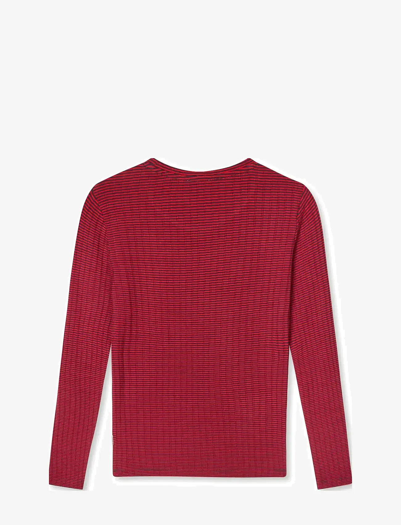 Mads Nørgaard - 5x5 Classic Stripe Talika Top - long-sleeved t-shirts - parisian night/high risk red - 2