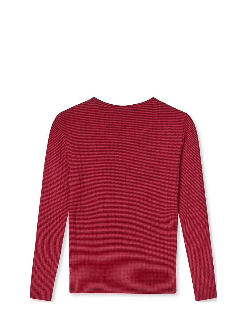 Mads Nørgaard - 5x5 Classic Stripe Talika Top - long-sleeved t-shirts - parisian night/high risk red - 2