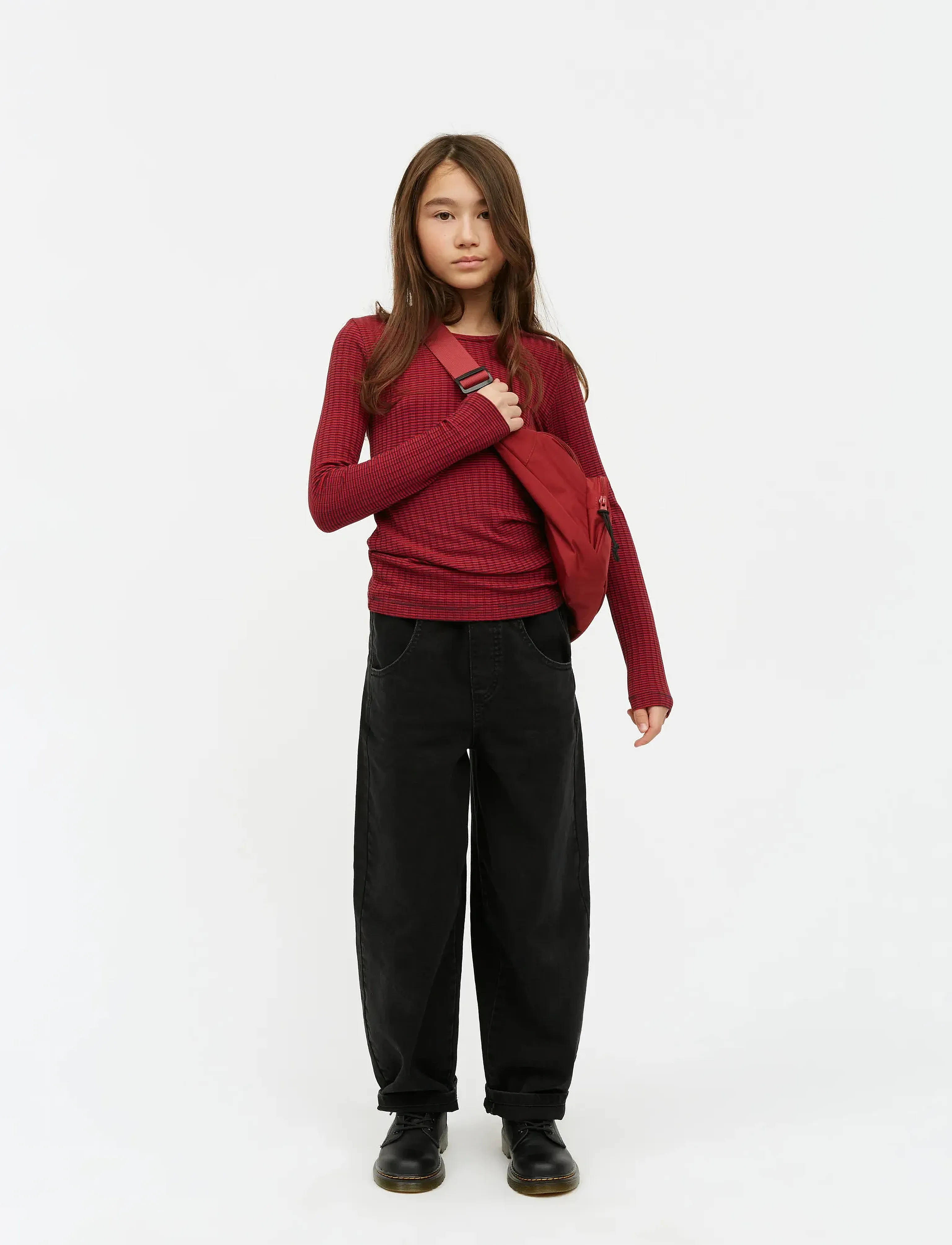 Mads Nørgaard 5X5 Classic Stripe Talika Top, 164, Red, T-Shirts > Langærmede T-shirts, Børn