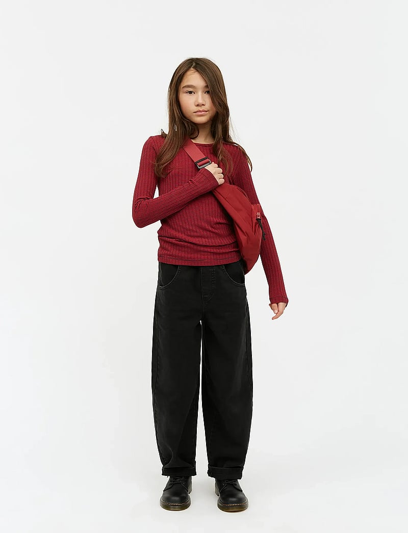 Mads Nørgaard - 5x5 Classic Stripe Talika Top - long-sleeved t-shirts - parisian night/high risk red - 0