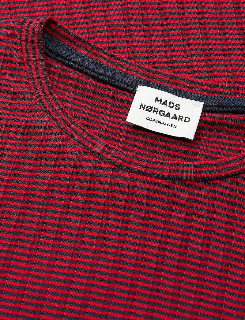 Mads Nørgaard - 5x5 Classic Stripe Talika Top - long-sleeved t-shirts - parisian night/high risk red - 3