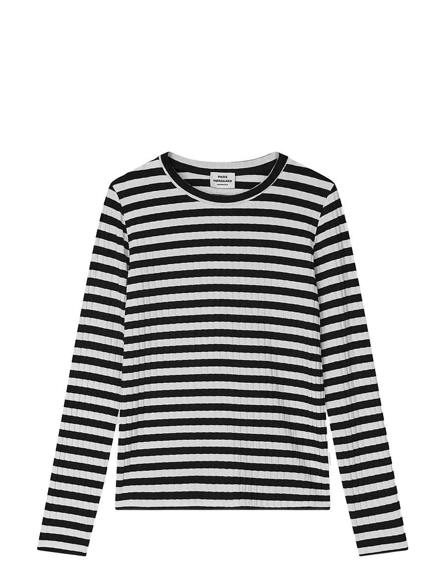 Mads Nørgaard - 5x5 Classic Stripe Talika Top - long-sleeved t-shirts - black/vanilla ice - 0