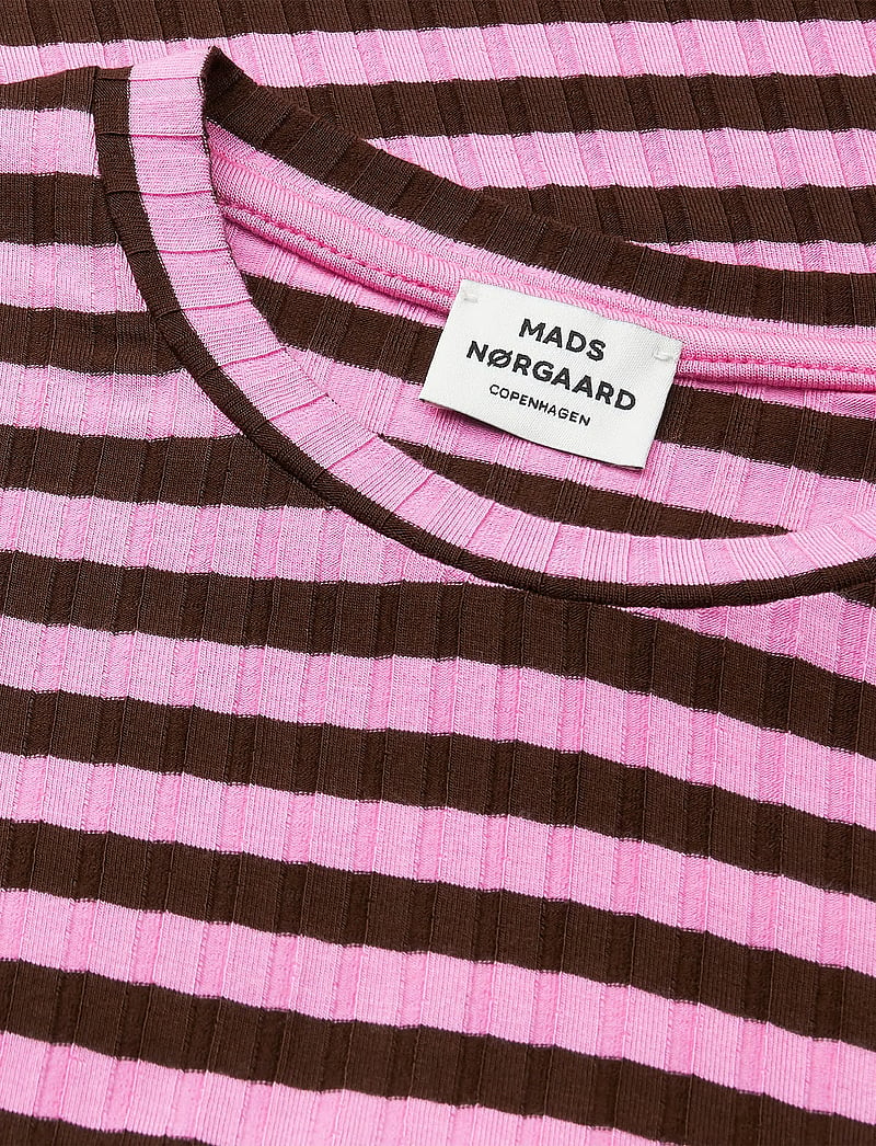 Mads Nørgaard - 5x5 Classic Stripe Talika Top - långärmade t-shirts - demitasse/fuchsia pink - 2