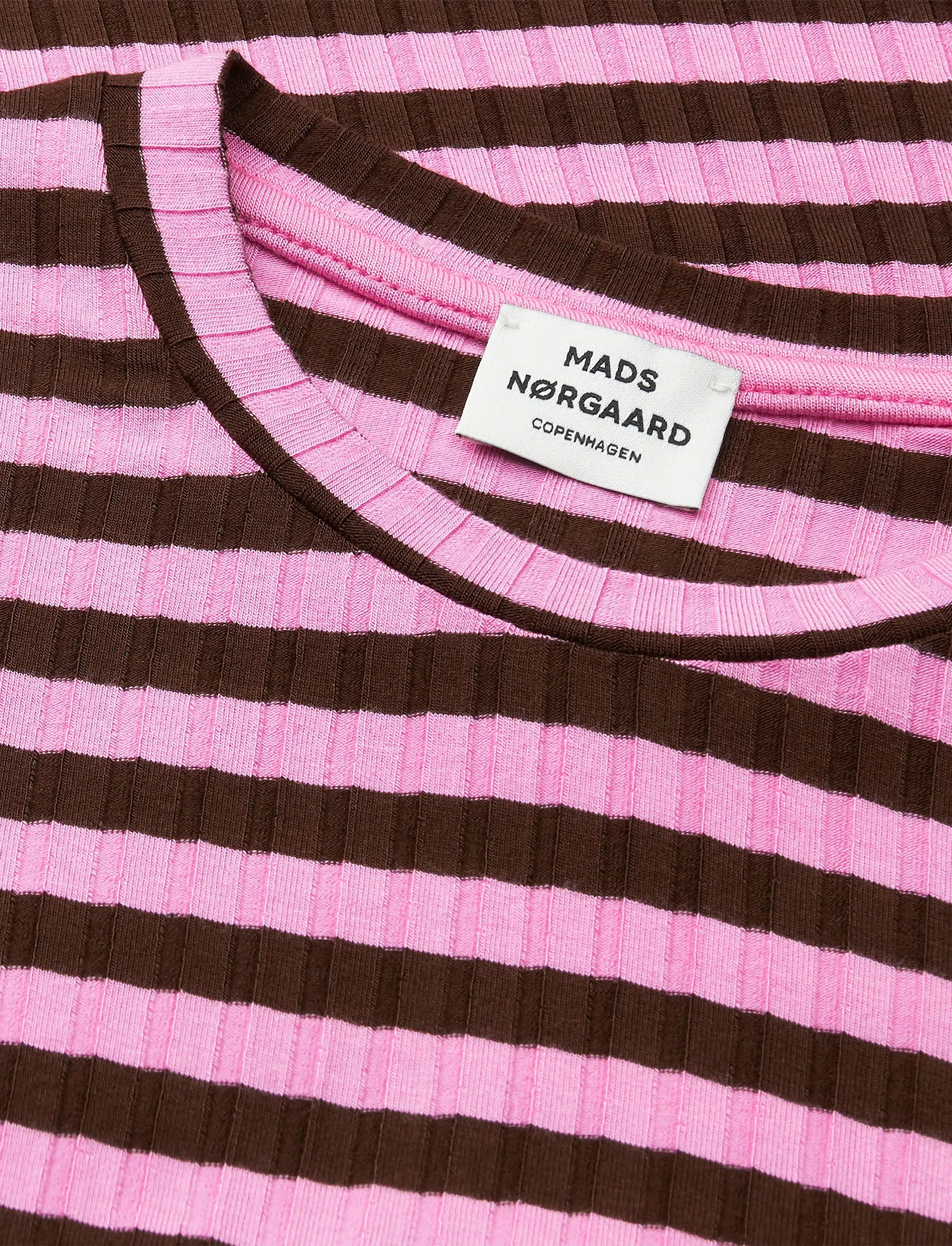 Mads Nørgaard - 5x5 Classic Stripe Talika Top - long-sleeved t-shirts - demitasse/fuchsia pink - 2