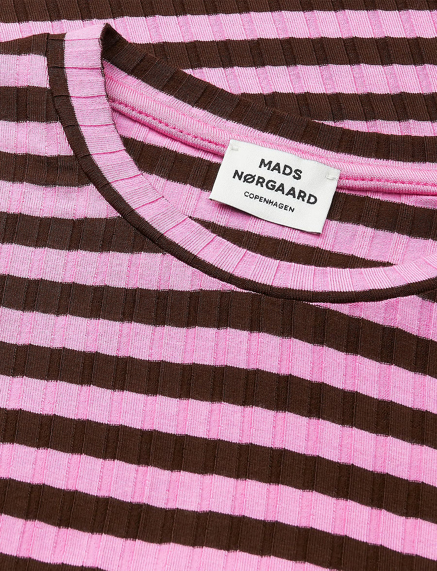 Mads Nørgaard - 5x5 Classic Stripe Talika Top - long-sleeved t-shirts - demitasse/fuchsia pink - 2