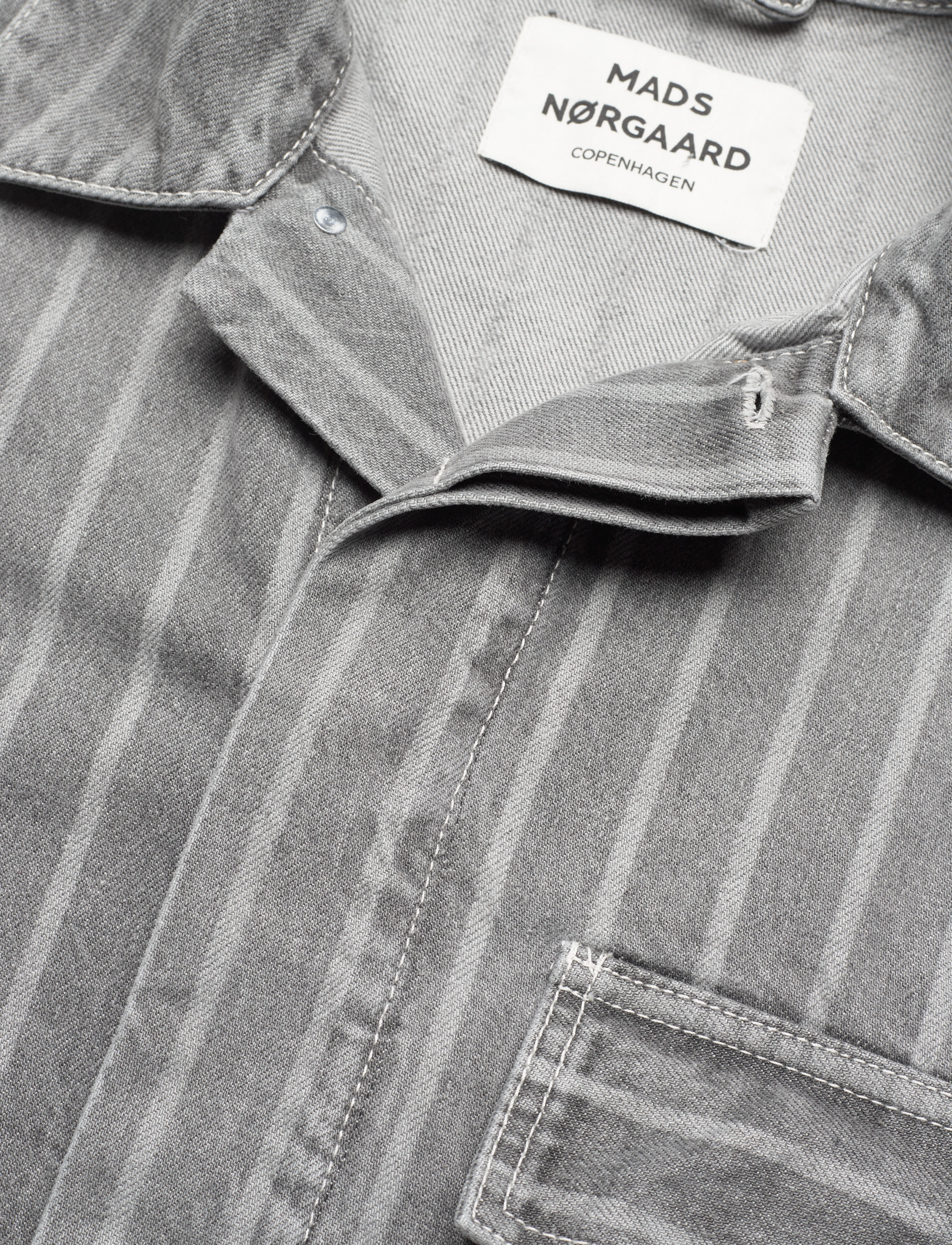 Mads Nørgaard - Grey Stripe Denim Johnny Jacket - grey - 2