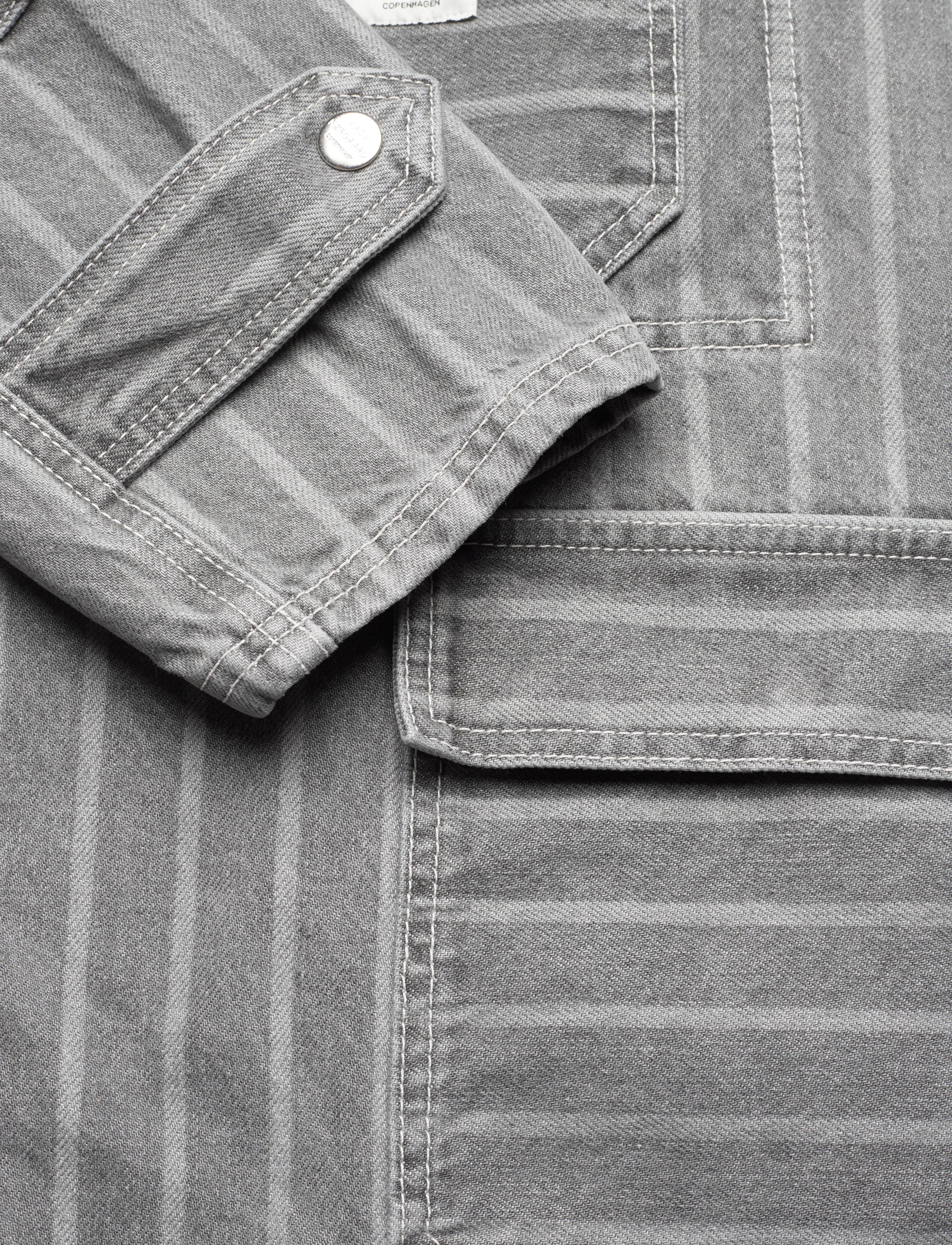Mads Nørgaard - Grey Stripe Denim Johnny Jacket - grey - 3