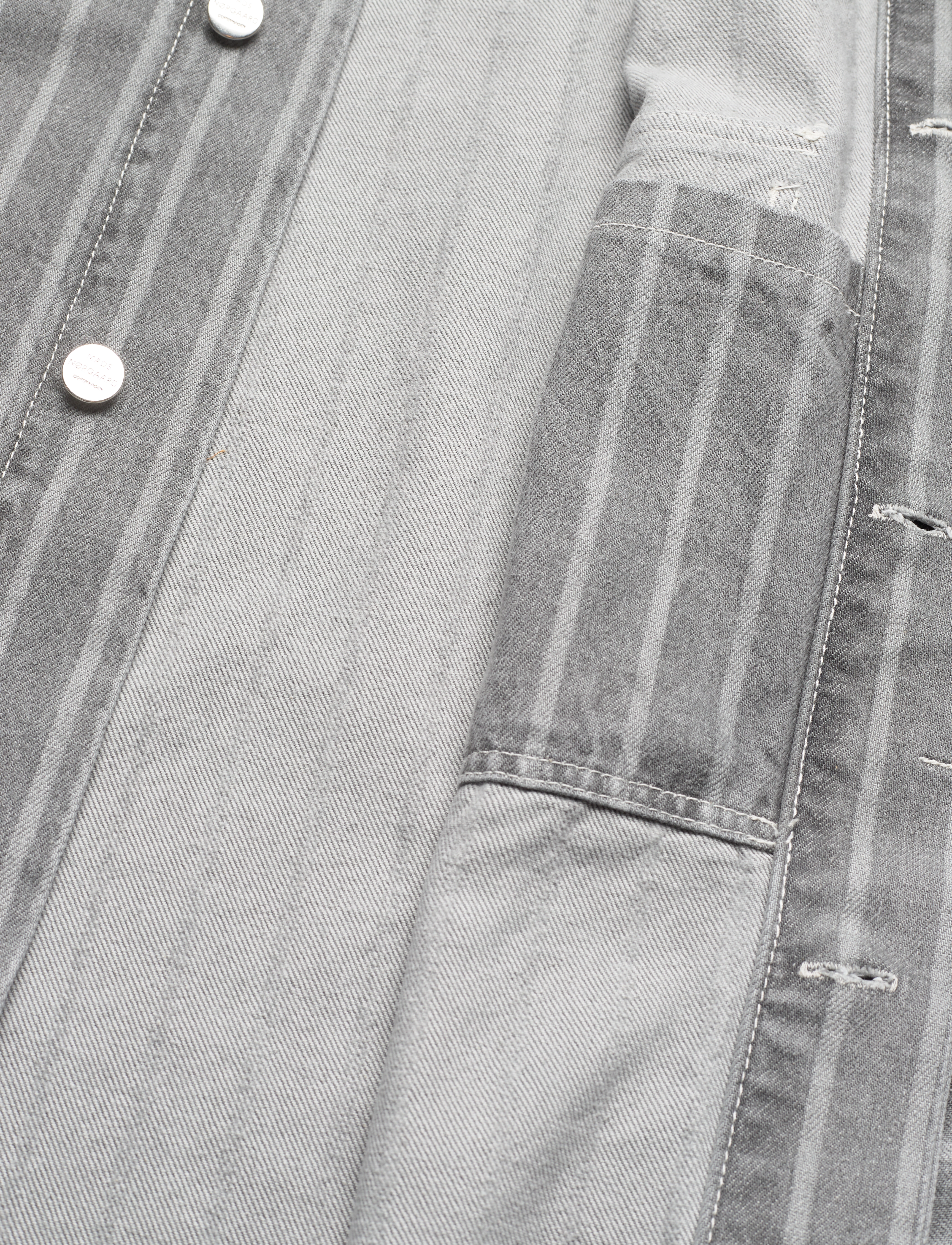 Mads Nørgaard - Grey Stripe Denim Johnny Jacket - grey - 4