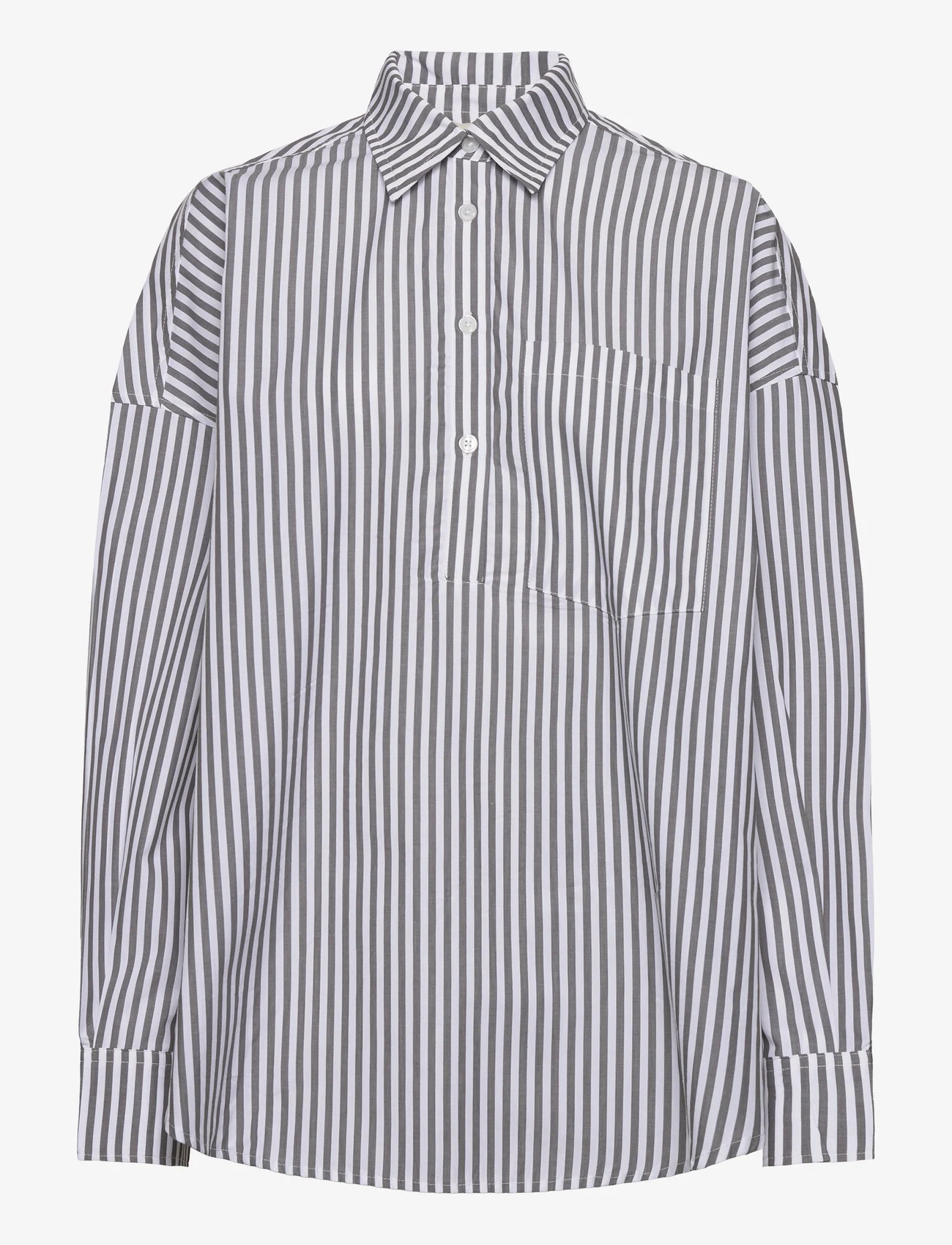 Mads Nørgaard - Popla Petrea Shirt - marškiniai ilgomis rankovėmis - castlerock/optical white - 0