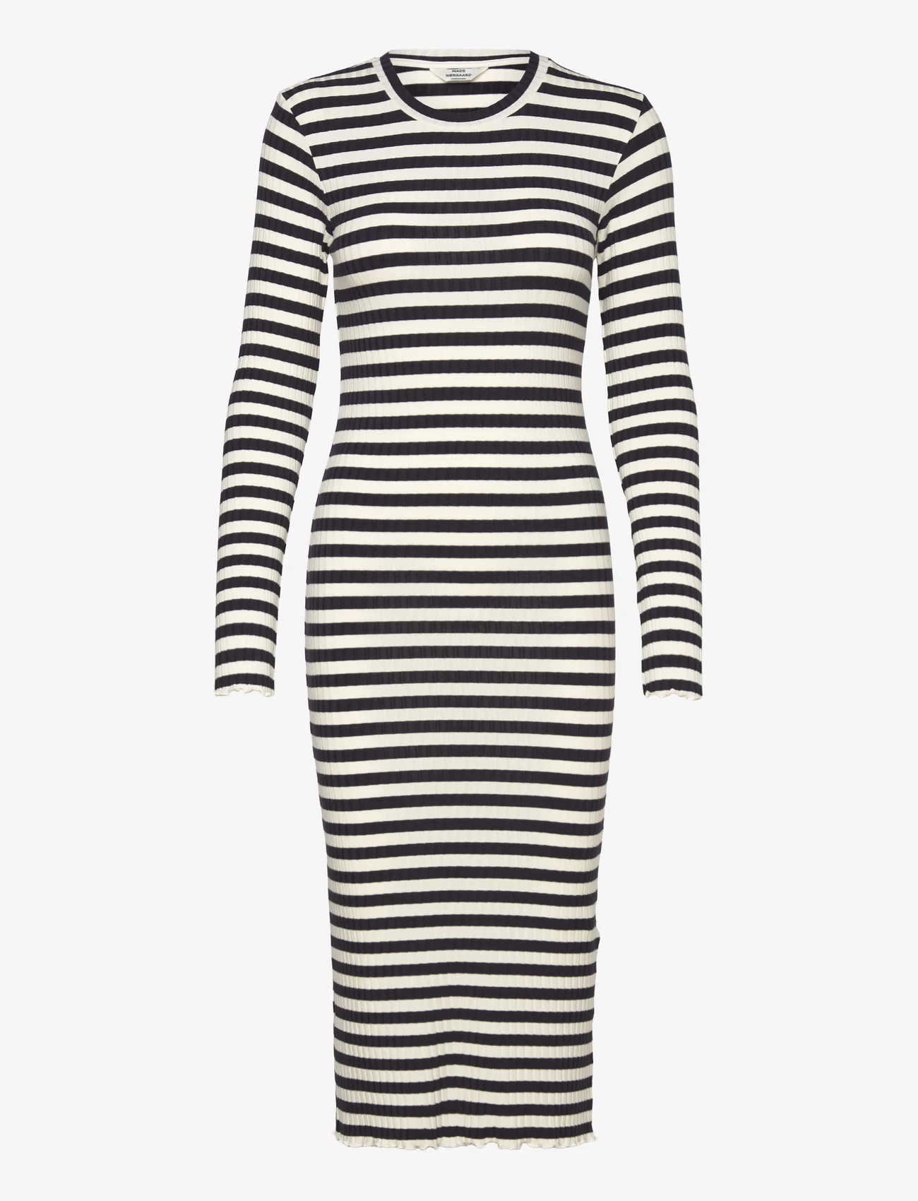 Mads Nørgaard - 5x5 Stripe Boa Dress - midi jurken - 5x5 stripe/deep well - 0