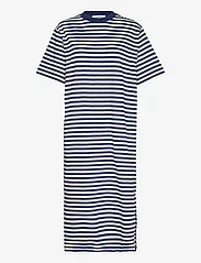 Mads Nørgaard - Single Organic Stripe Nou Dress - t-shirt dresses - estate blue/cloud dancer - 0