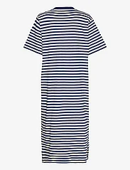 Mads Nørgaard - Single Organic Stripe Nou Dress - t-shirtklänningar - estate blue/cloud dancer - 1
