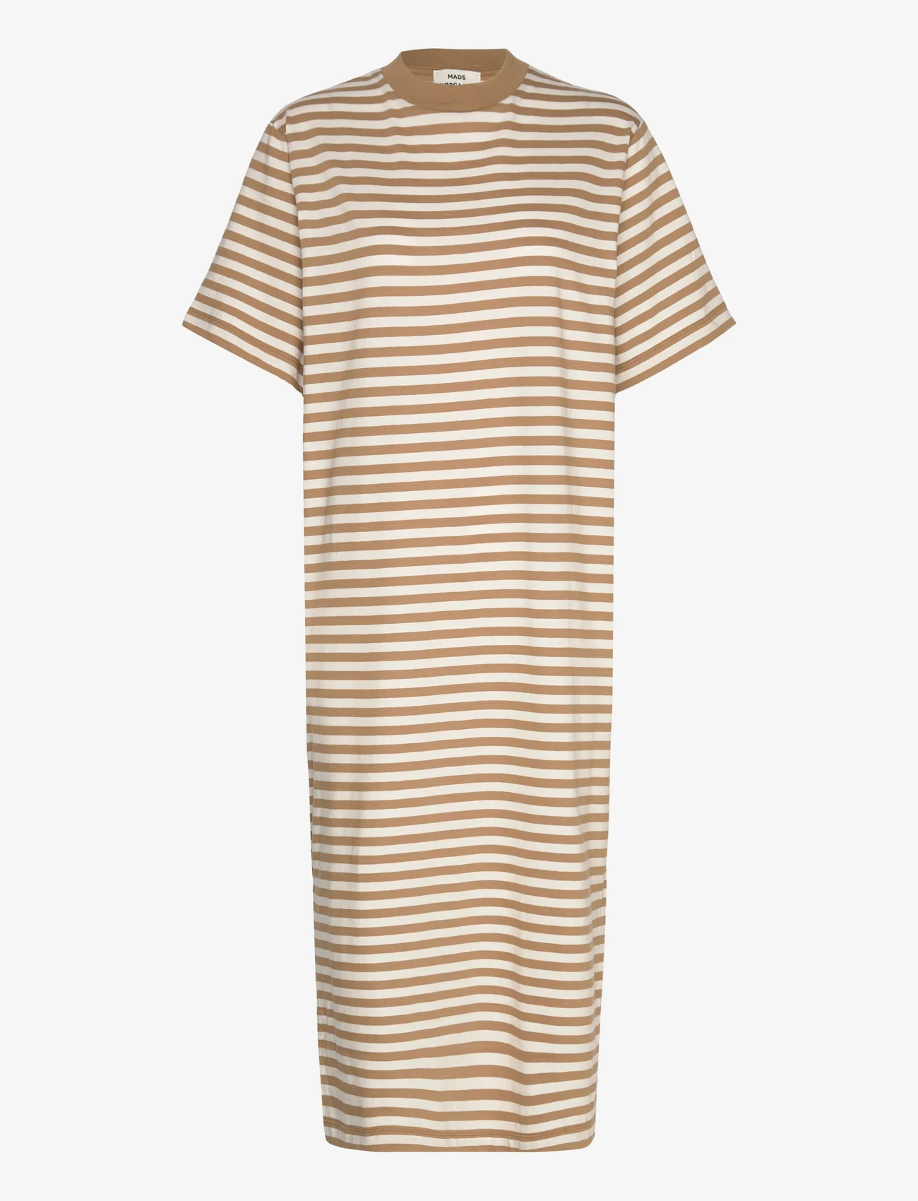 Mads Nørgaard - Single Organic Stripe Nou Dress - t-shirtklänningar - kelp/cloud dancer - 0