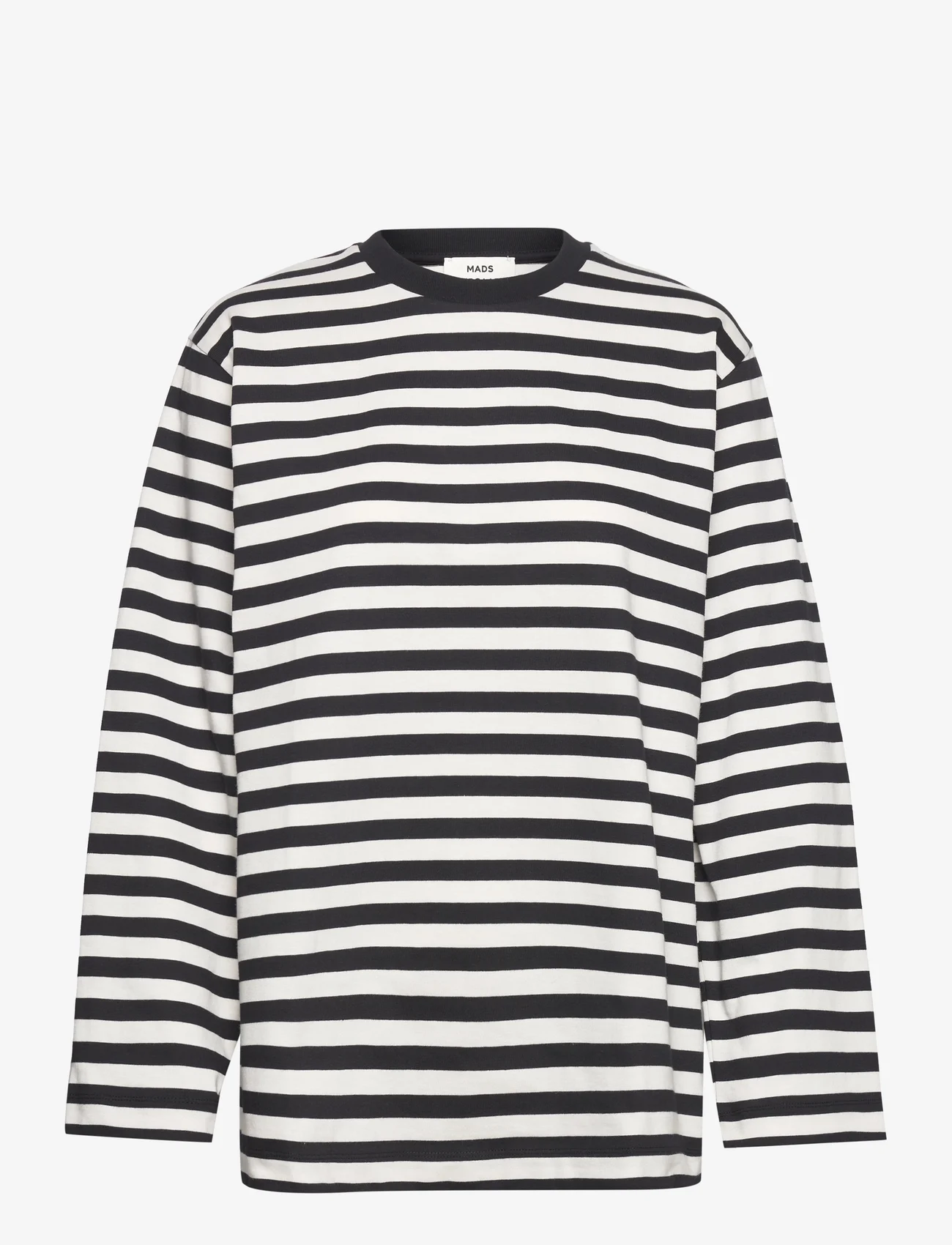 Mads Nørgaard - Heavy Single Stripe Noelle LS Tee - t-shirts & topper - black/snowwhite - 0