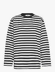 Mads Nørgaard - Heavy Single Stripe Noelle LS Tee - t-shirt & tops - black/snowwhite - 0