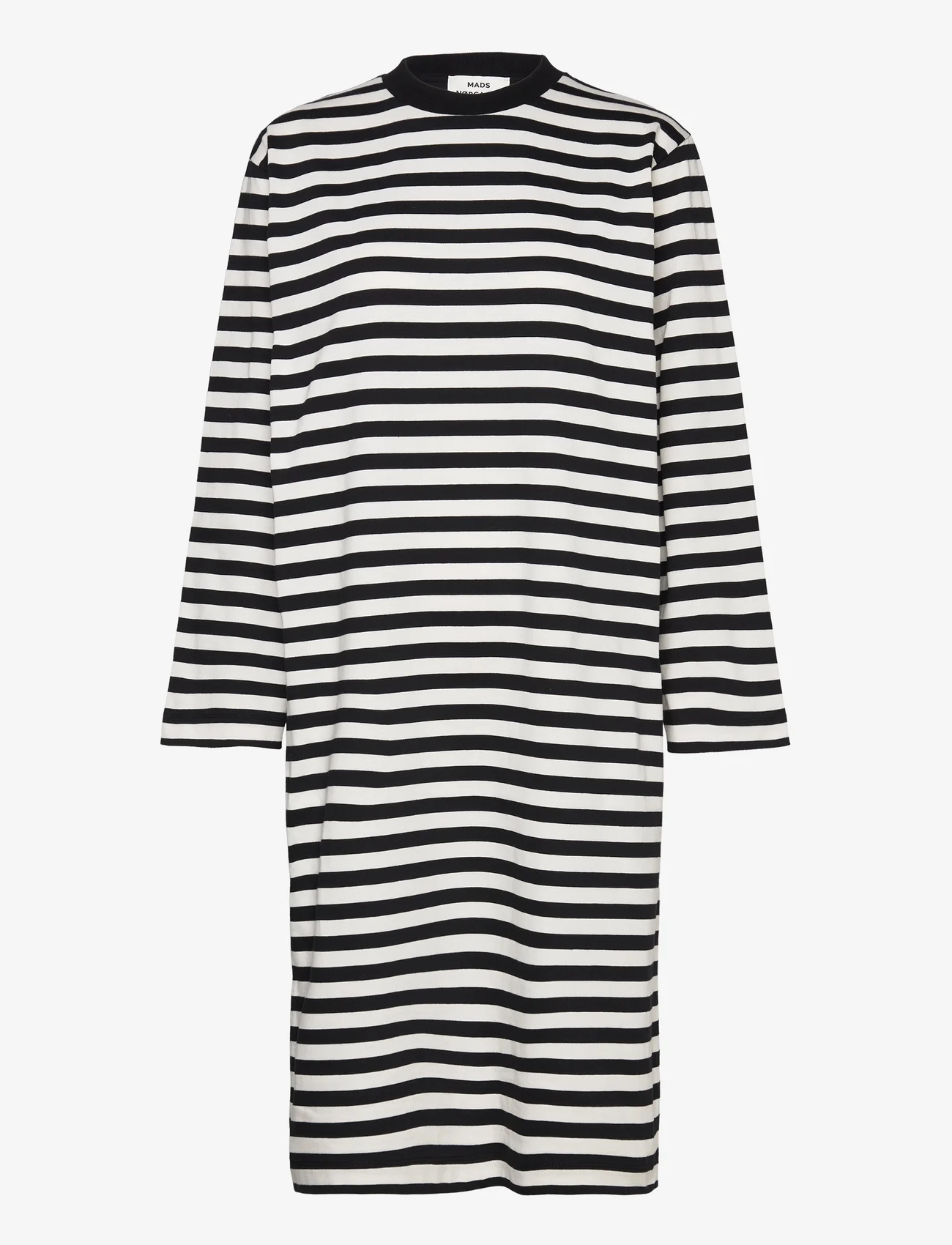 Mads Nørgaard - Heavy Single Stripe Nolly Dress - t-shirt dresses - black/snowwhite - 0