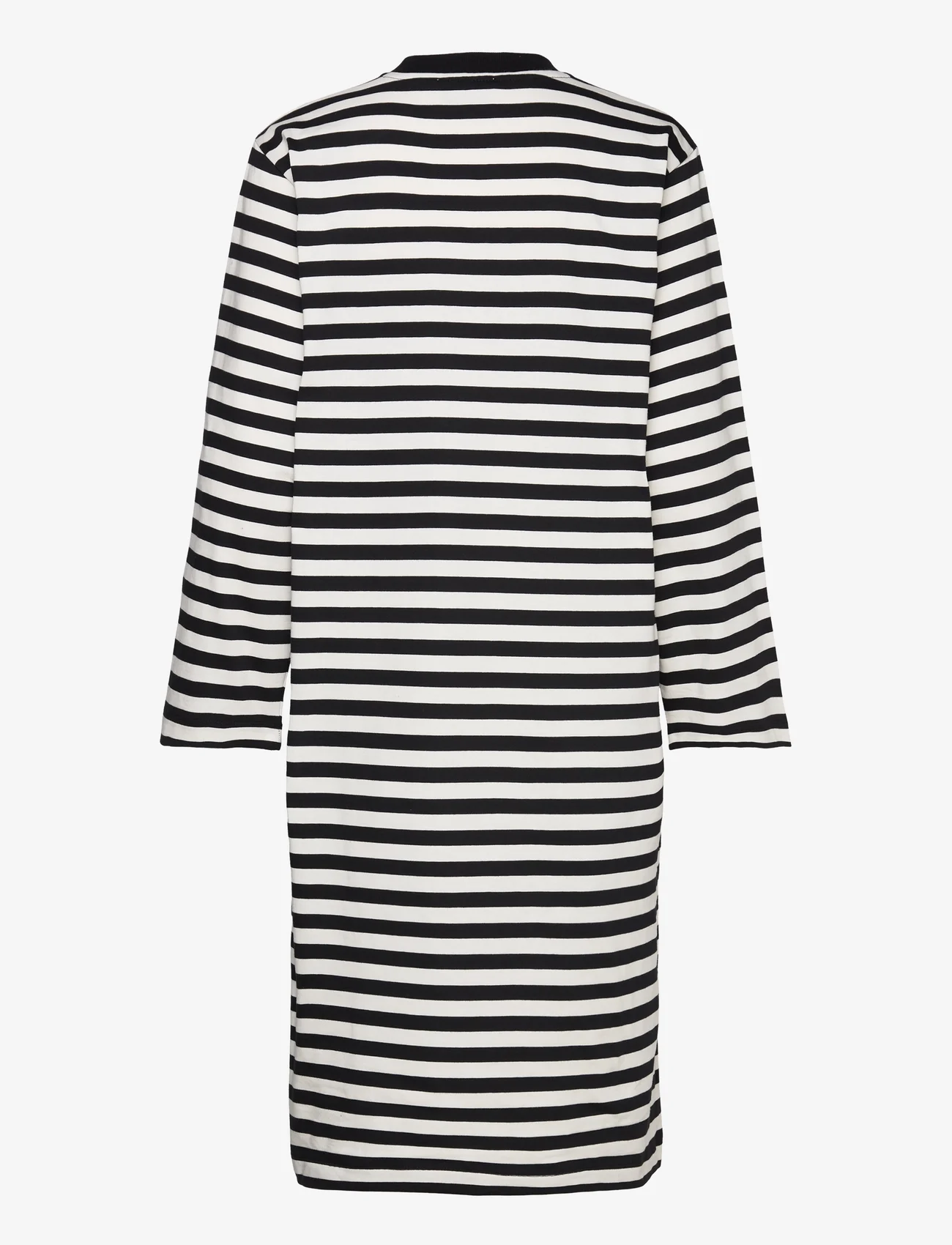 Mads Nørgaard - Heavy Single Stripe Nolly Dress - t-skjortekjoler - black/snowwhite - 1