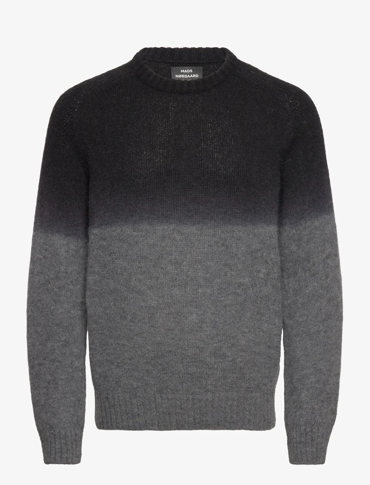 Mads Nørgaard - Alpaca Mateo Dip Dye Knit - knitted round necks - black/grey melange - 0