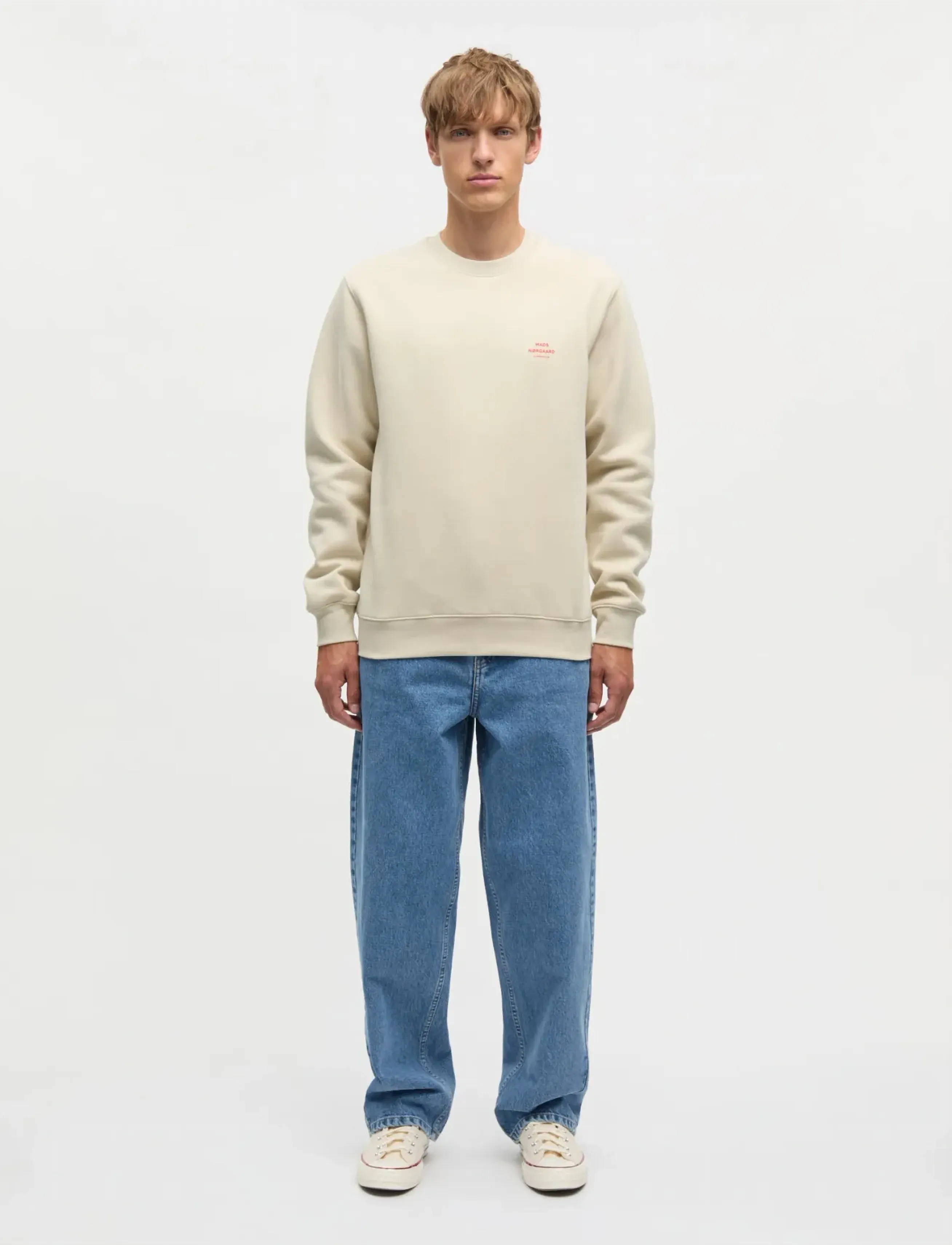 Mads Nørgaard Standard Crew Logo Sweat - Sweatshirts - CASTLE WALL / cream