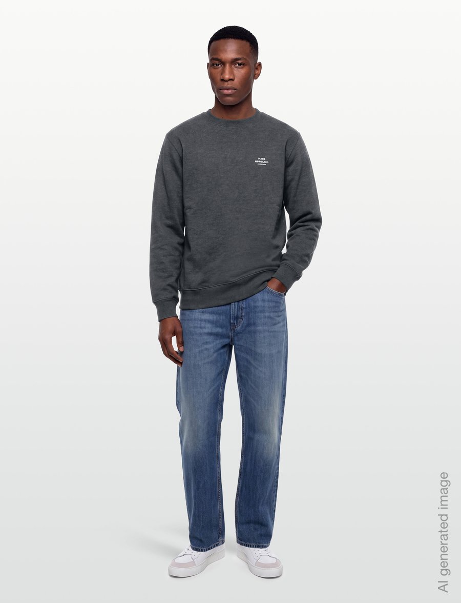 Mads Nørgaard - Standard Crew Logo Sweat FAV - shop by occasion - dark grey melange - 0