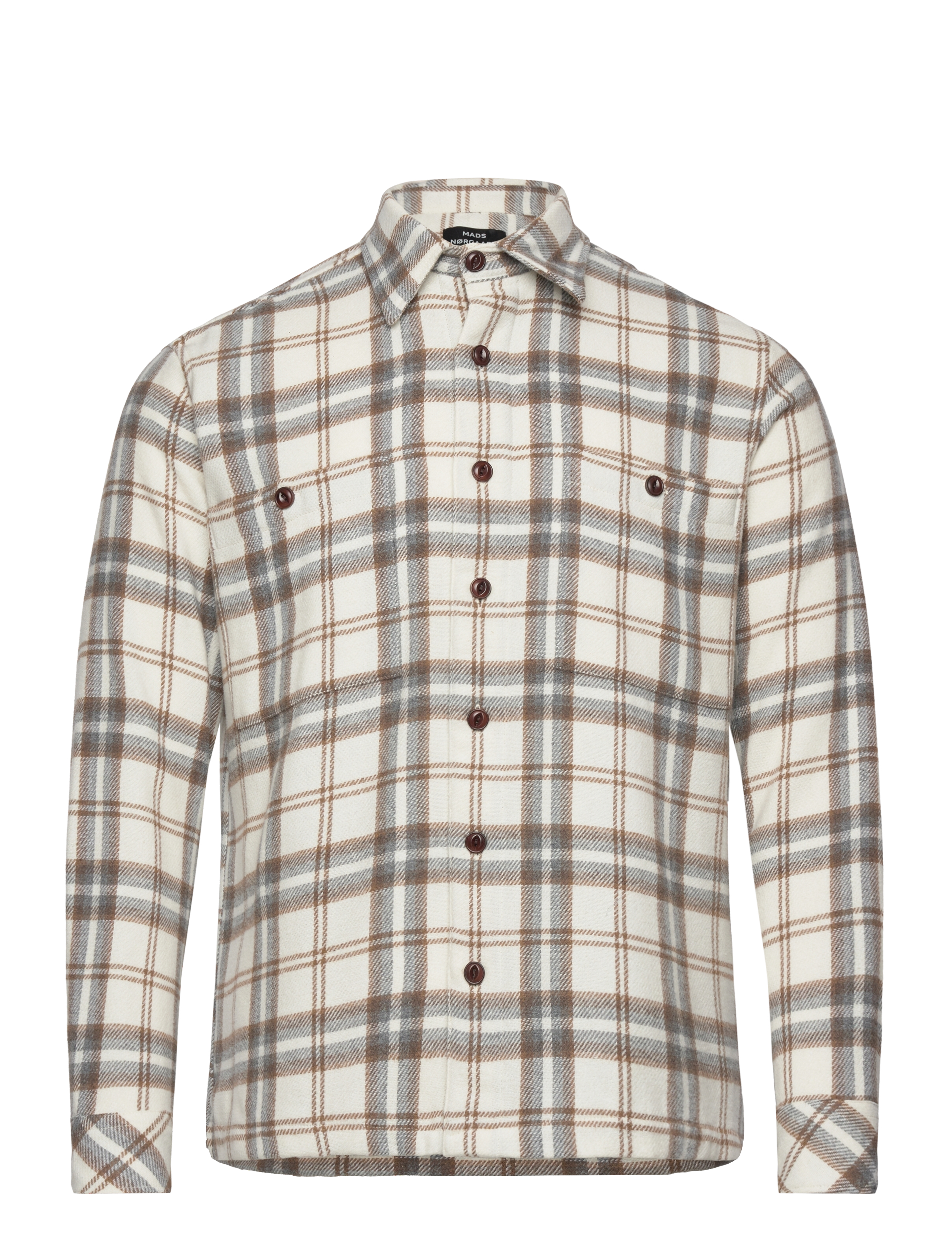 Mads Nørgaard - Soft Wool Roar Check Shirt - almond milk check - 0