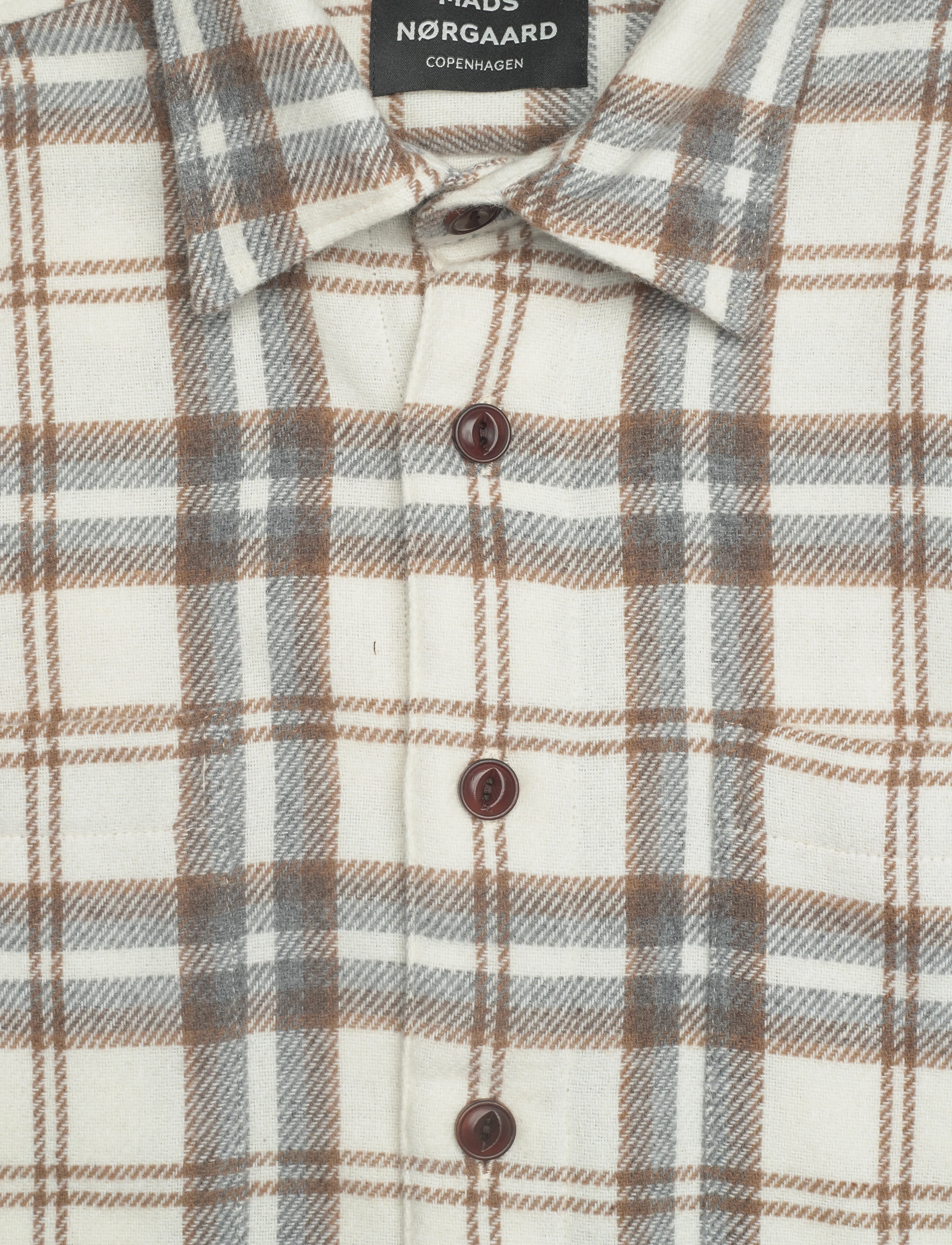 Mads Nørgaard - Soft Wool Roar Check Shirt - almond milk check - 2