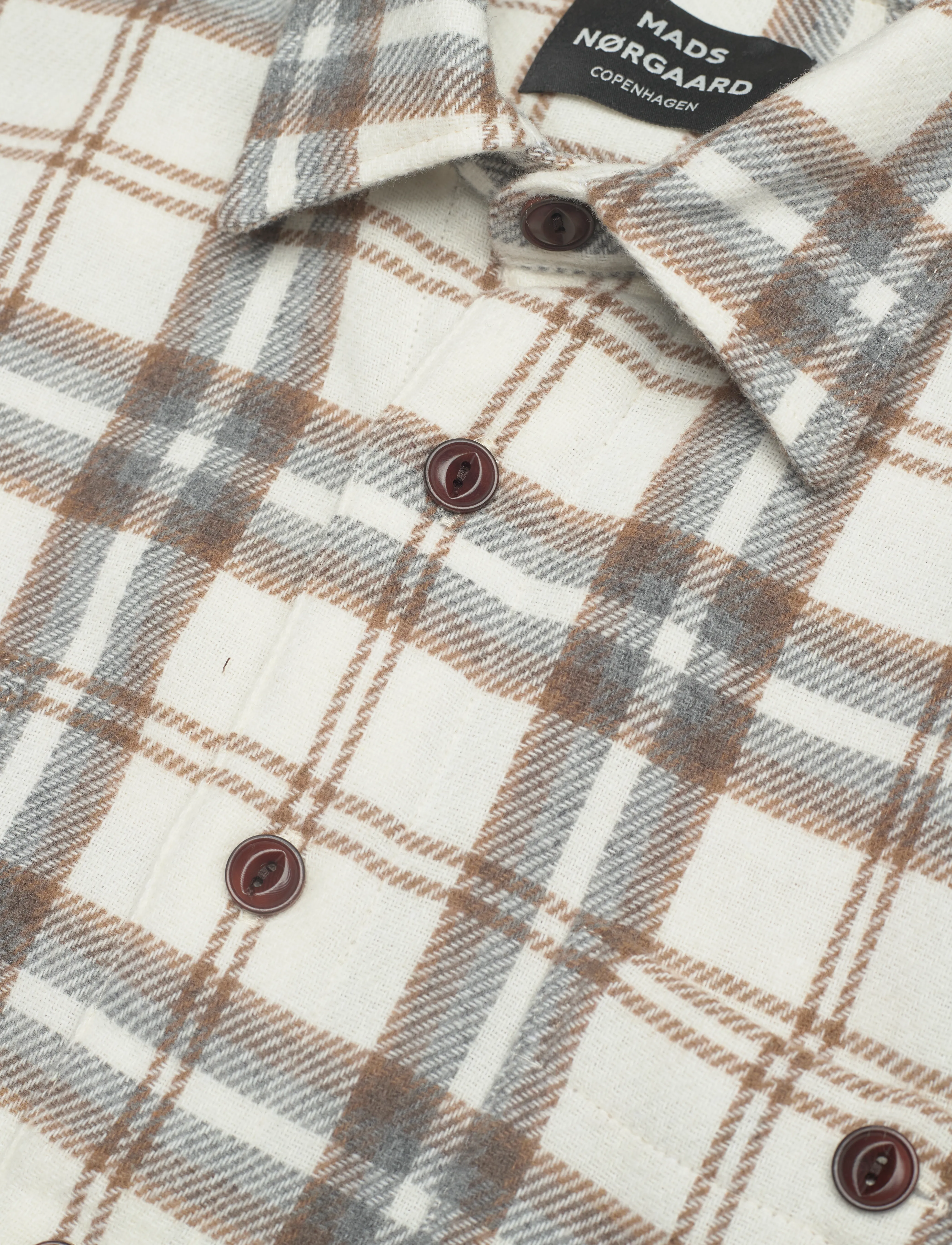 Mads Nørgaard - Soft Wool Roar Check Shirt - almond milk check - 3