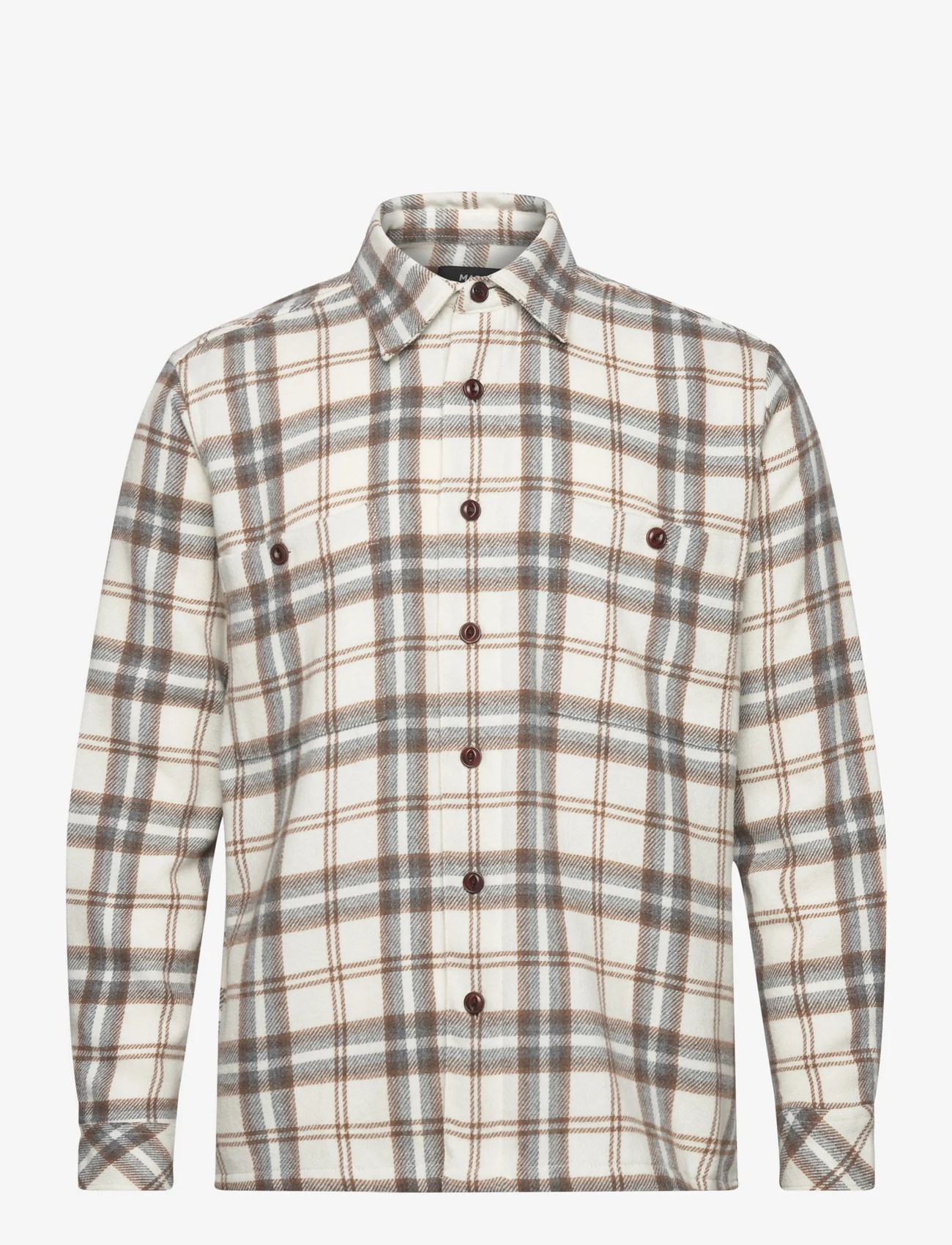 Mads Nørgaard - Soft Wool Roar Check Shirt - checkered shirts - almond milk check - 0