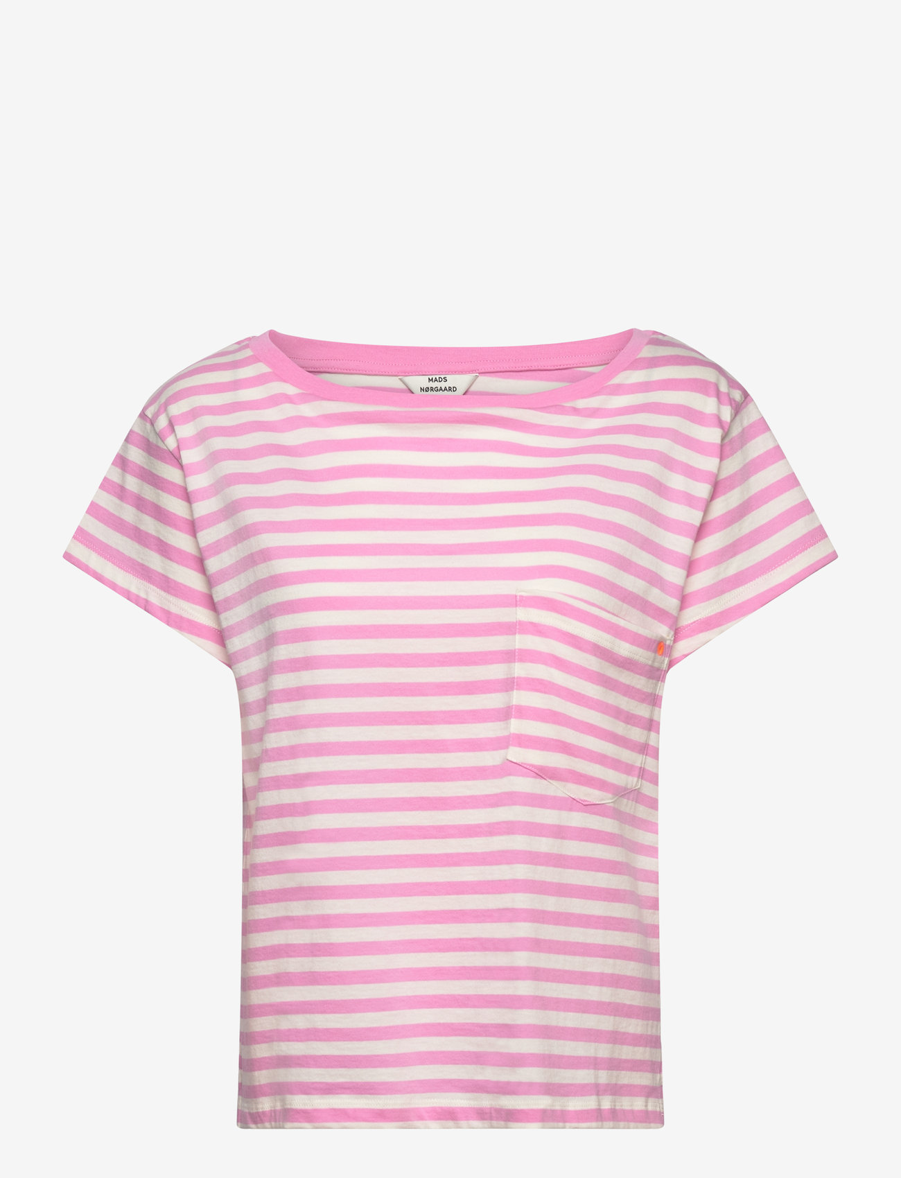 Mads Nørgaard - Organic Jersey Stripe Torva Tee - begonia pink/snow white - 0