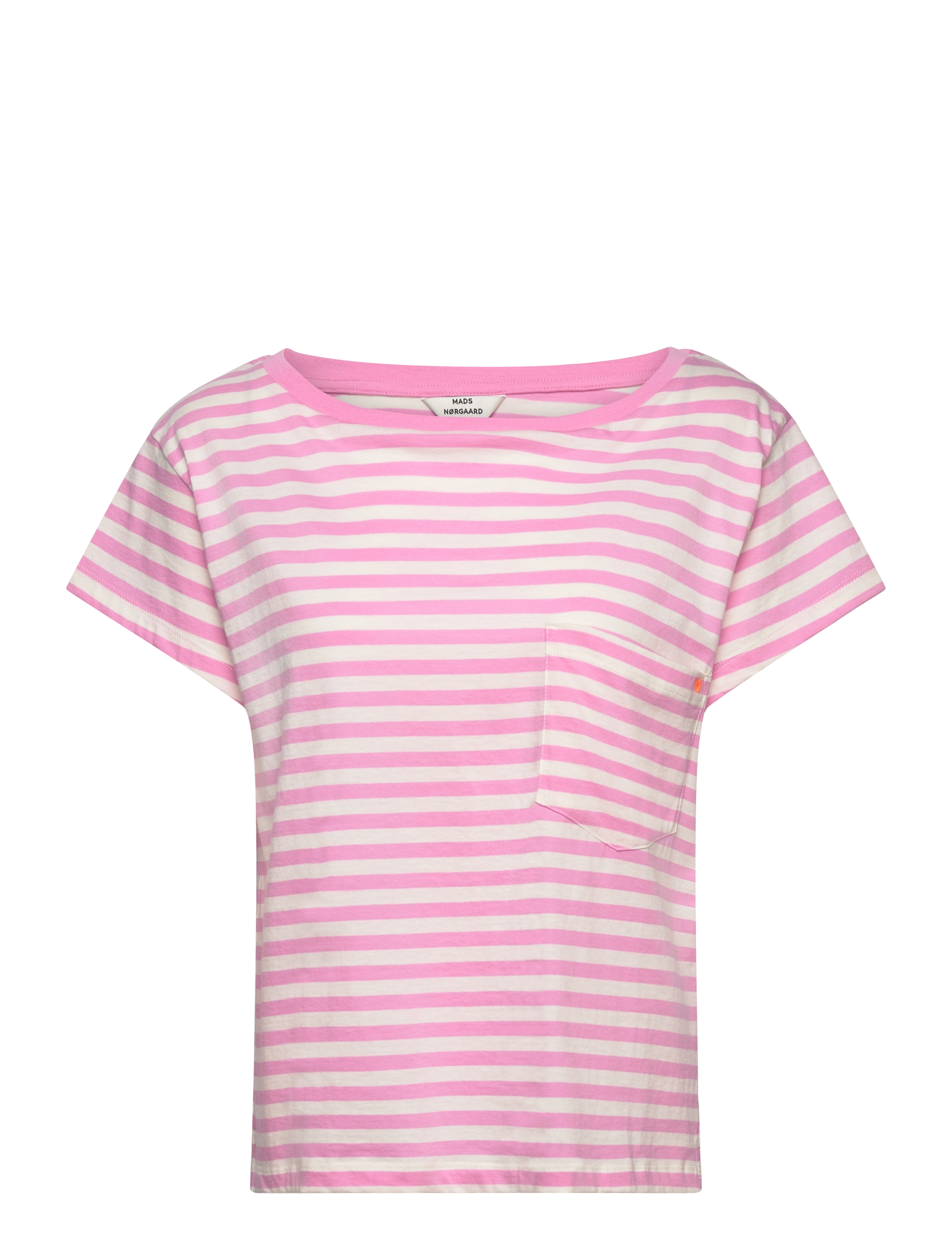 Organic Jersey Stripe Torva Tee - BEGONIA PINK/SNOW WHITE