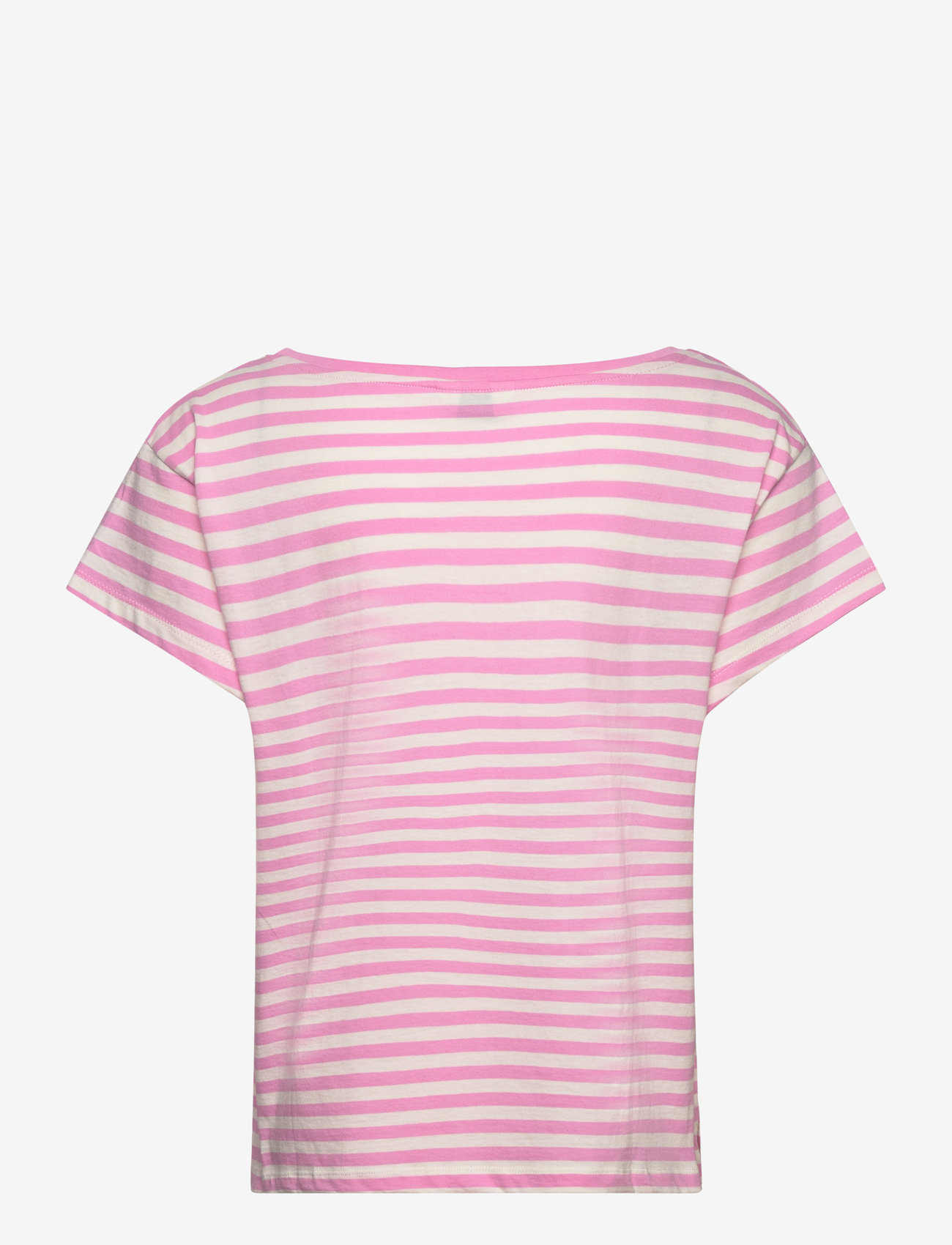 Mads Nørgaard - Organic Jersey Stripe Torva Tee - begonia pink/snow white - 1