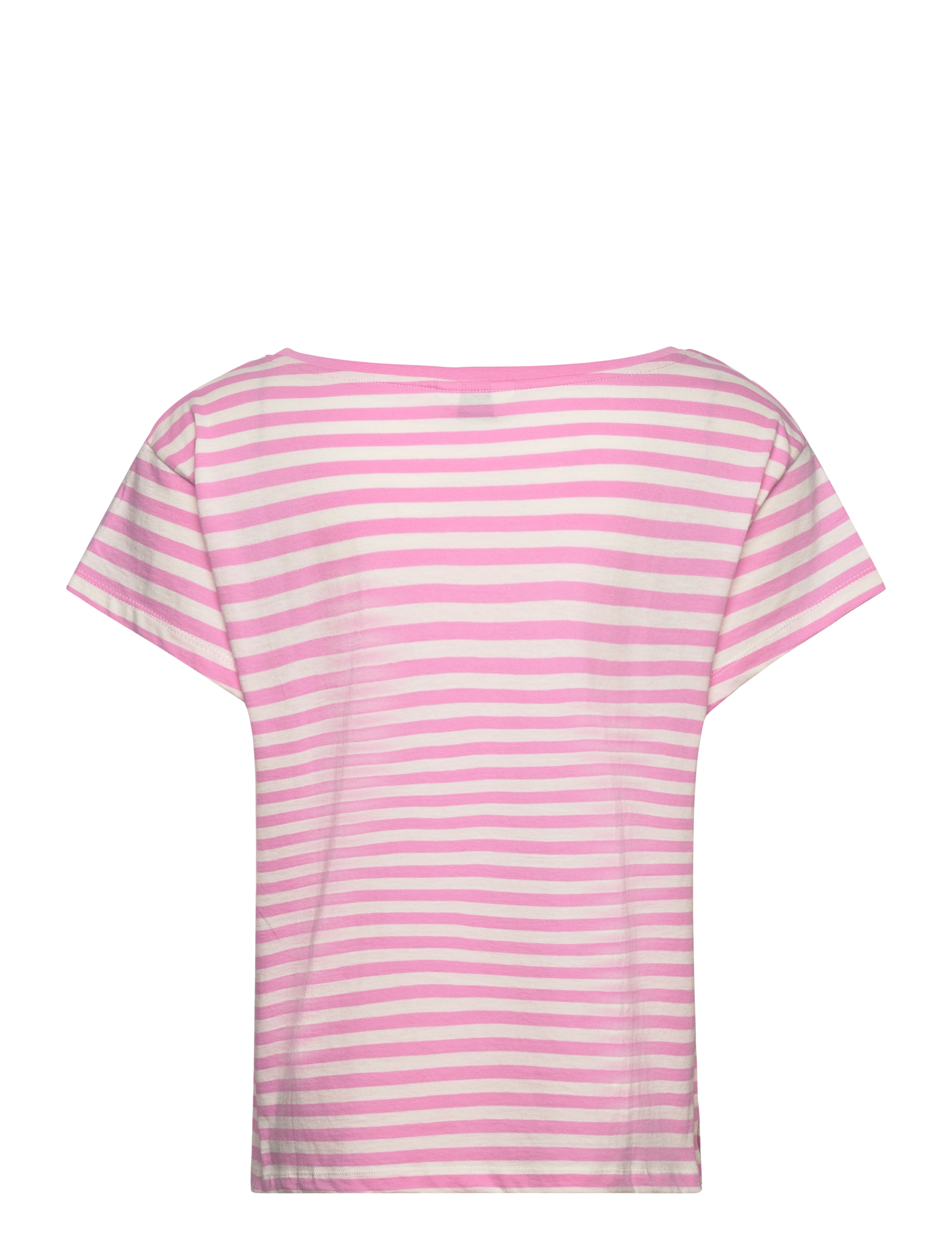 Mads Nørgaard - Organic Jersey Stripe Torva Tee - begonia pink/snow white - 1