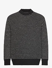 Mads Nørgaard - Shetland Gustav Lusekofte Knit - megztinis su apvalios formos apykakle - black/grey melange - 0