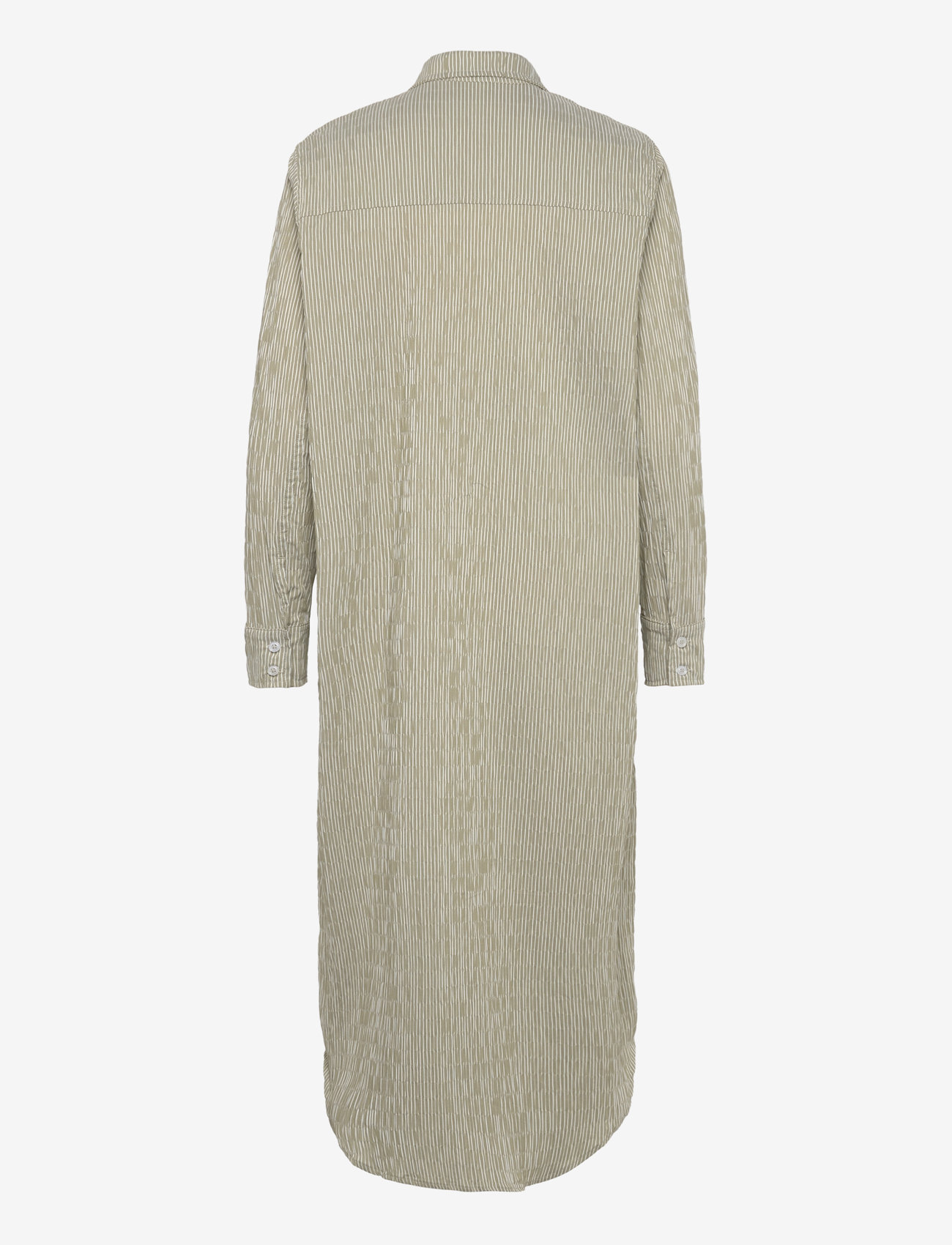 Mads Nørgaard - Crinckle Pop Zindi Dress - marškinių tipo suknelės - olive branch/cloud dancer - 1