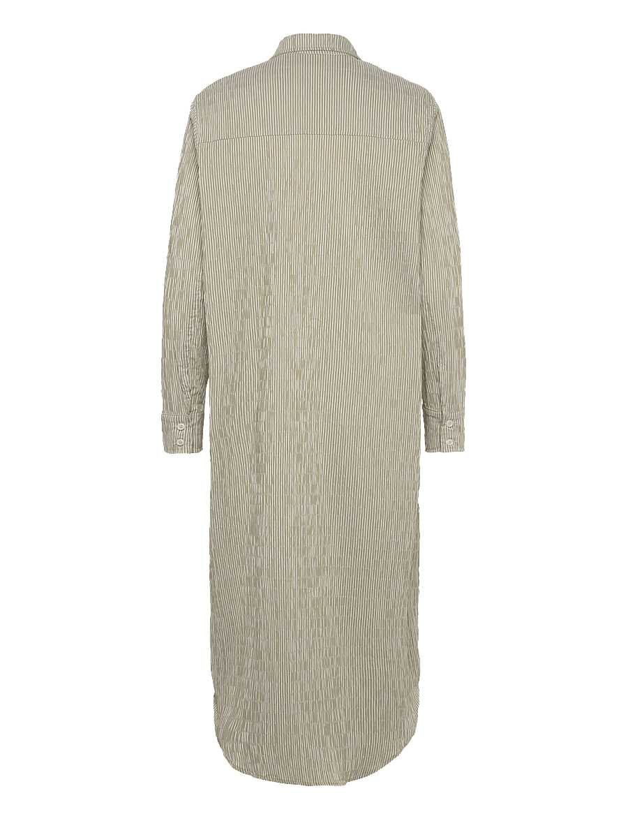 Mads Nørgaard - Crinckle Pop Zindi Dress - skjortklänningar - olive branch/cloud dancer - 1