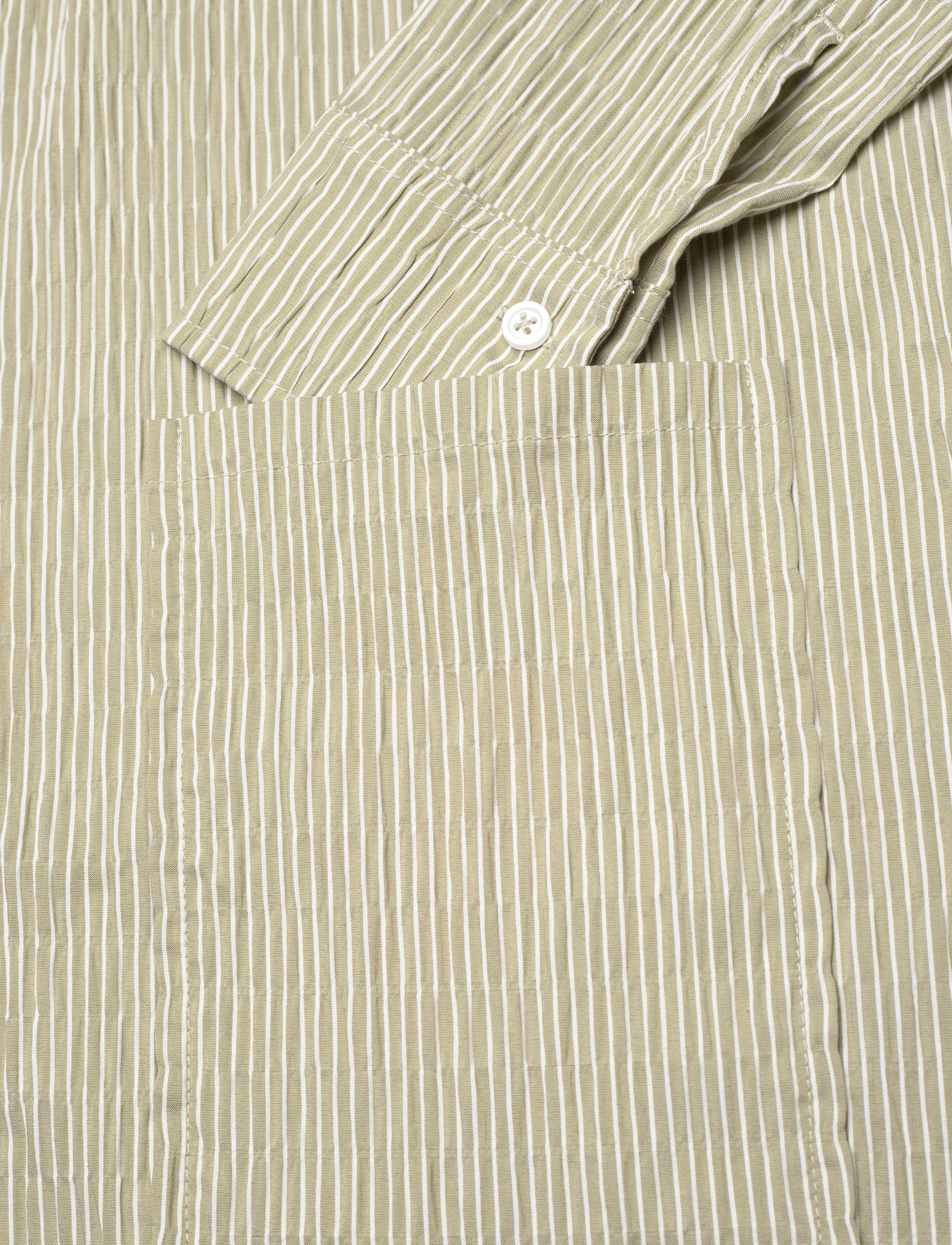 Mads Nørgaard - Crinckle Pop Zindi Dress - shirt dresses - olive branch/cloud dancer - 3