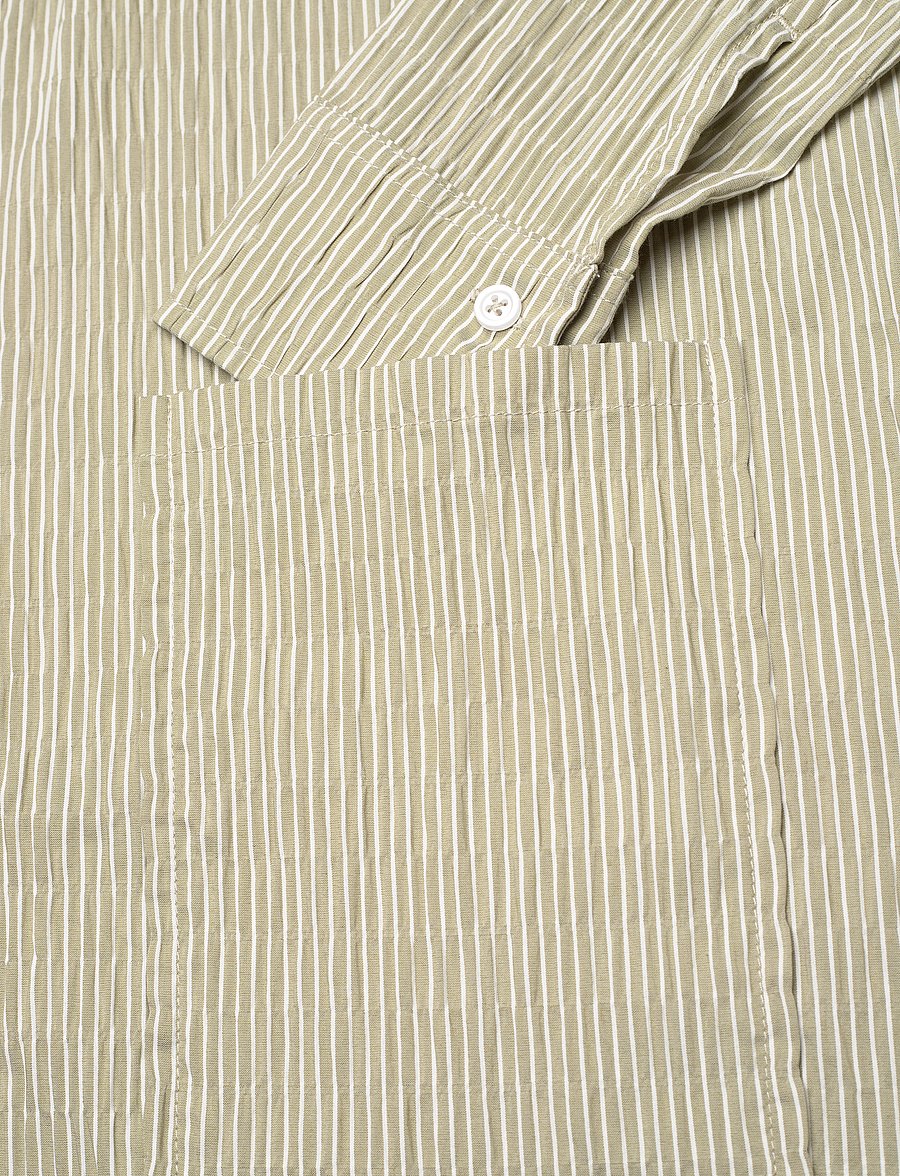 Mads Nørgaard - Crinckle Pop Zindi Dress - skjortklänningar - olive branch/cloud dancer - 3