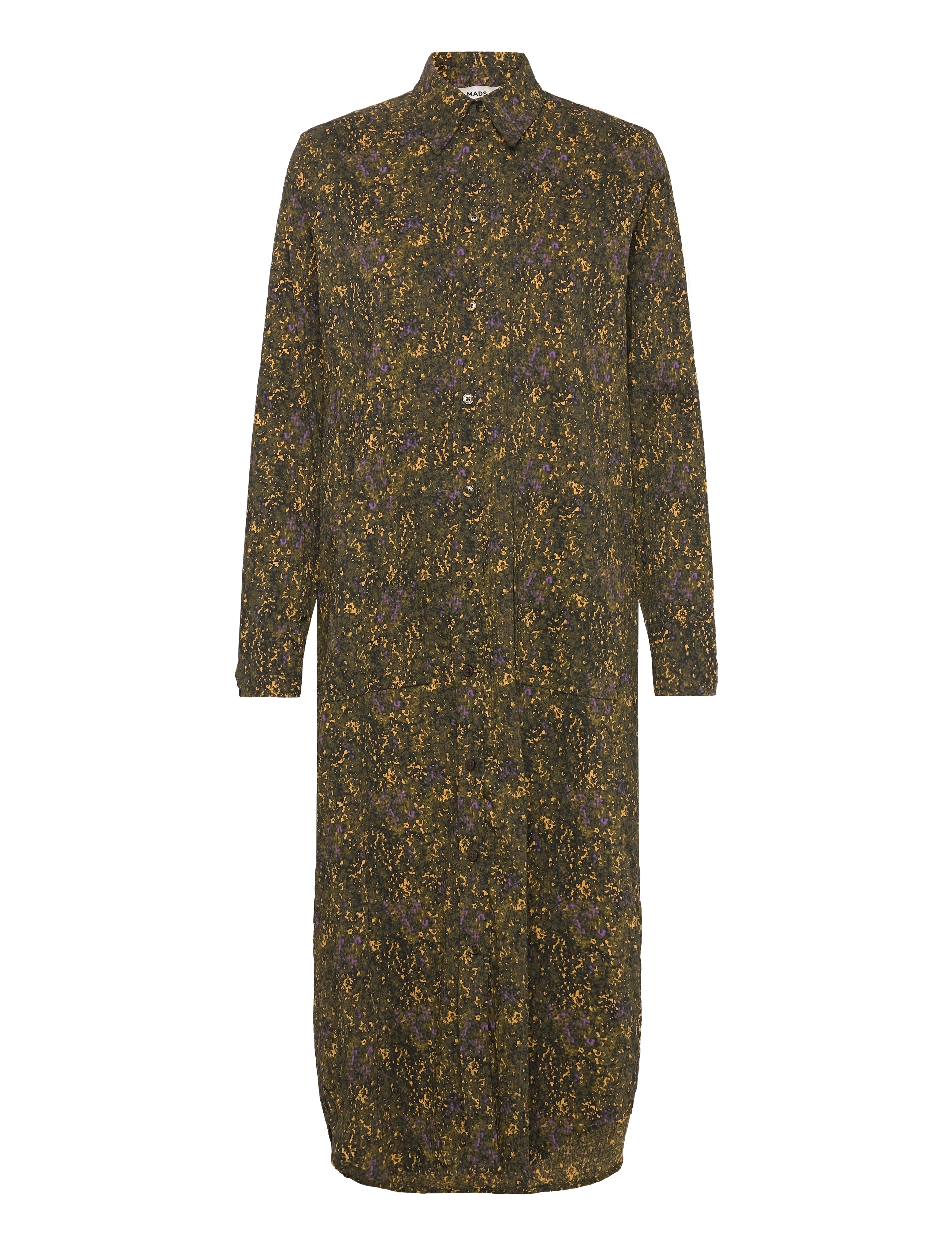 Mads Nørgaard Crinckle Pop Zindi Dress Aop, Kvinder, Krøllet Skjortekjole, Kakigrøn, Str: 36