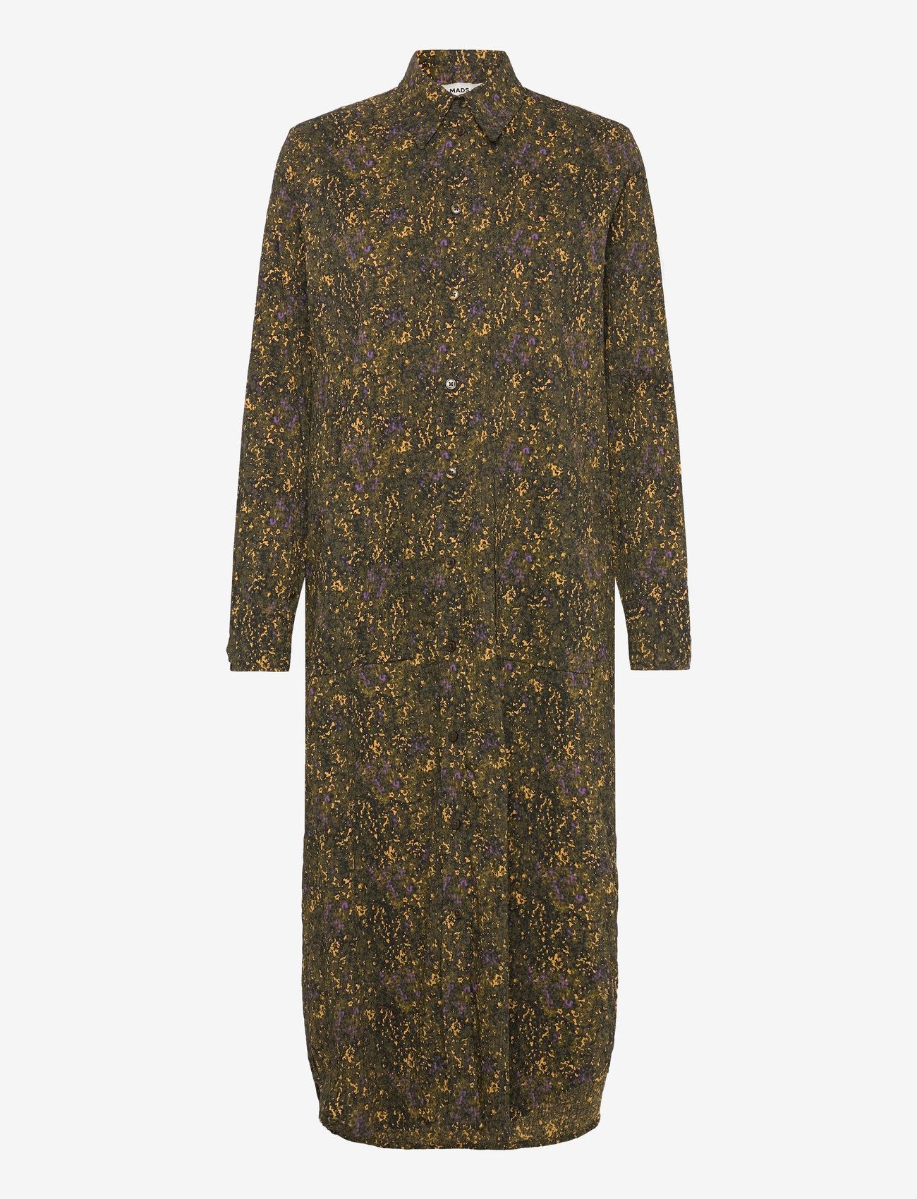 Mads Nørgaard - Crinckle Pop Zindi Dress AOP - hemdkleider - field aop/olive branch - 0