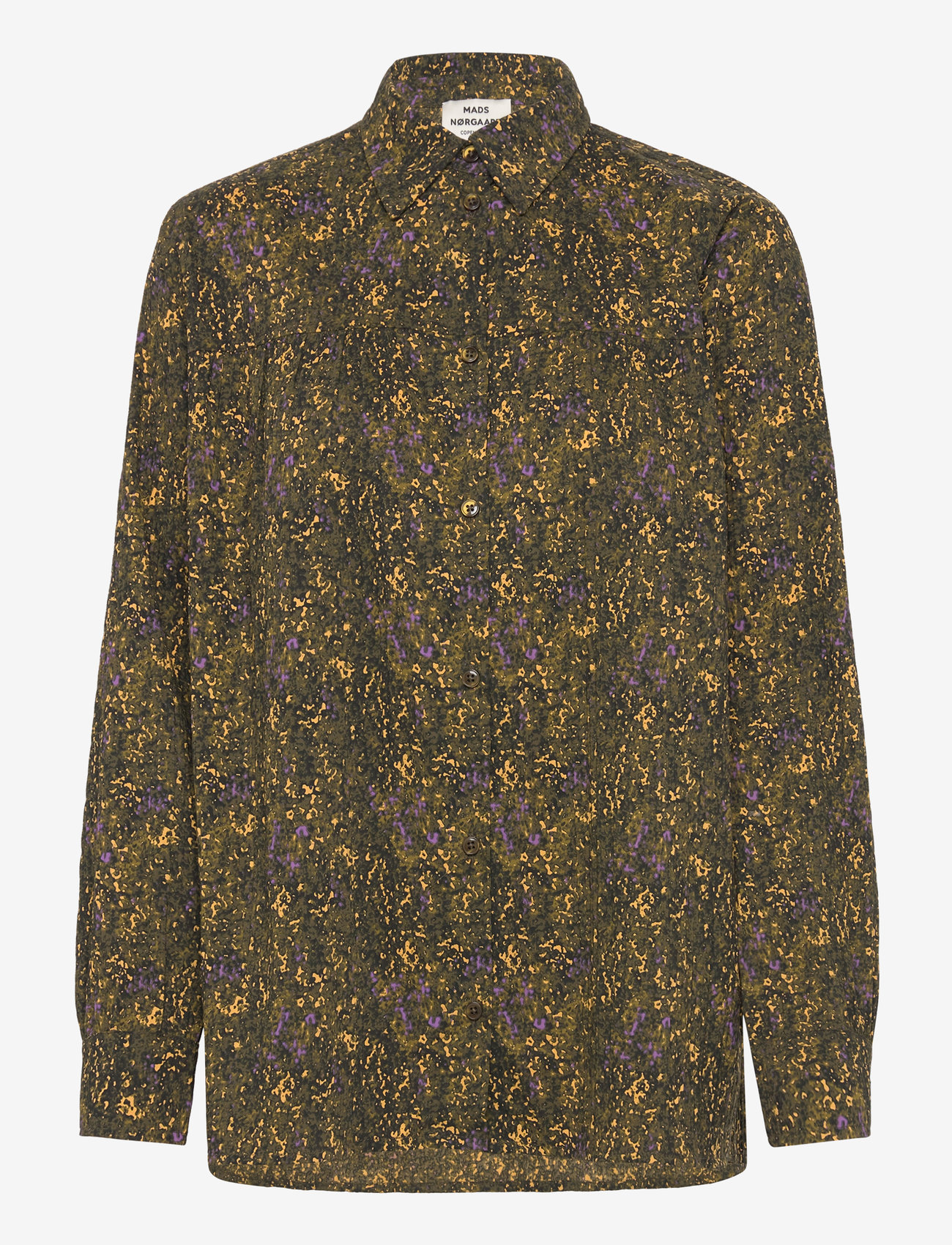 Mads Nørgaard - Crinckle Pop Vinny Shirt AOP - langärmlige hemden - field aop/olive branch - 0