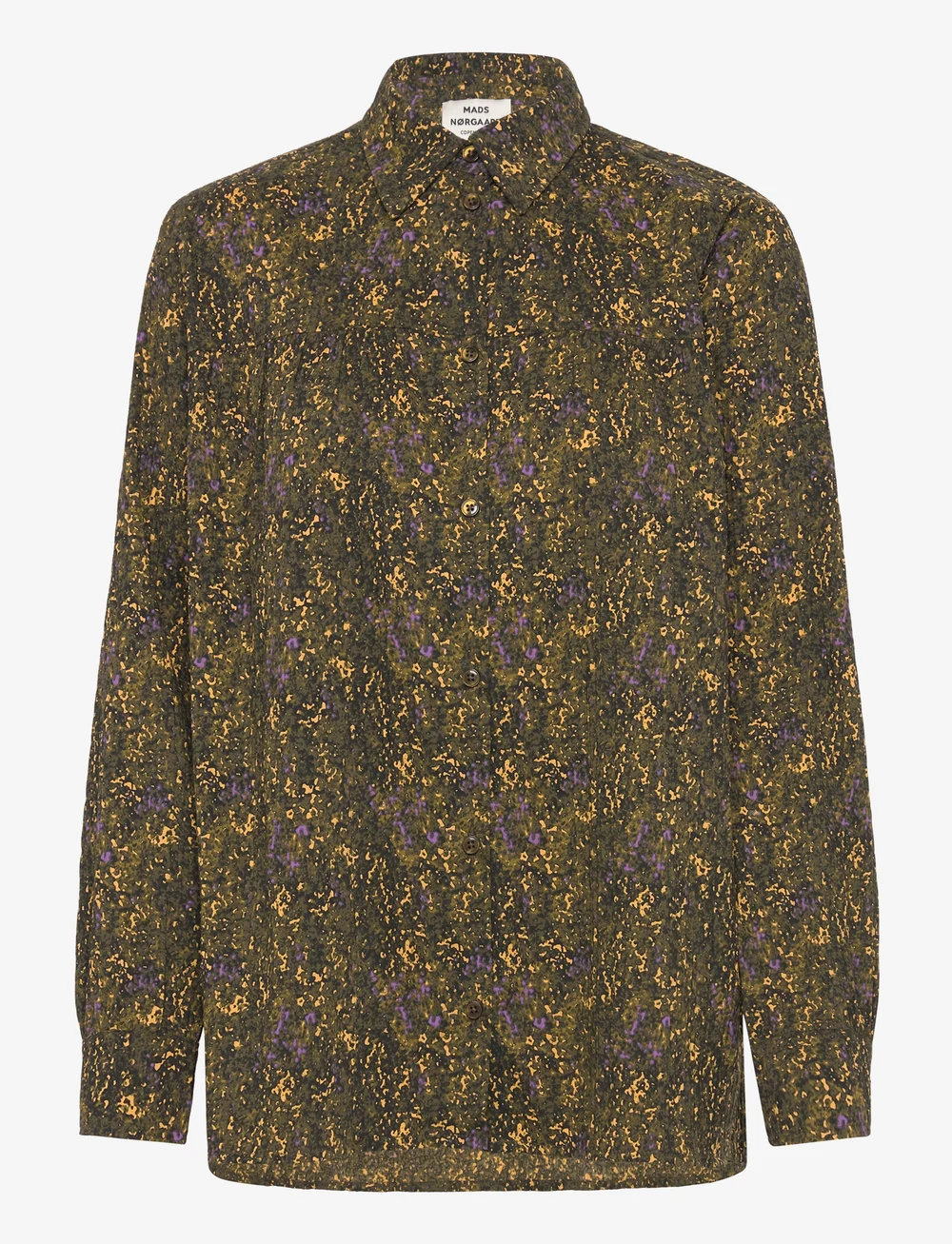 Mads Nørgaard - Crinckle Pop Vinny Shirt AOP - langærmede skjorter - field aop/olive branch - 0